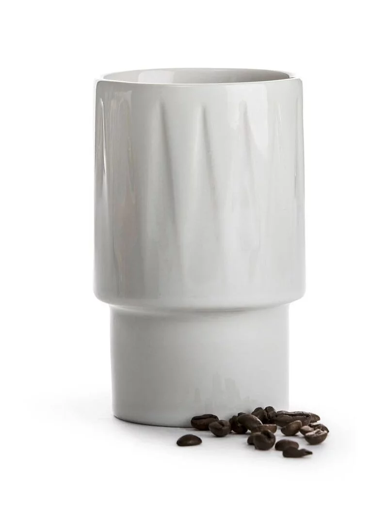 Sagaform-Coffee & More 拿鐵杯,白色款,倒三角浮雕經典圖騰設計