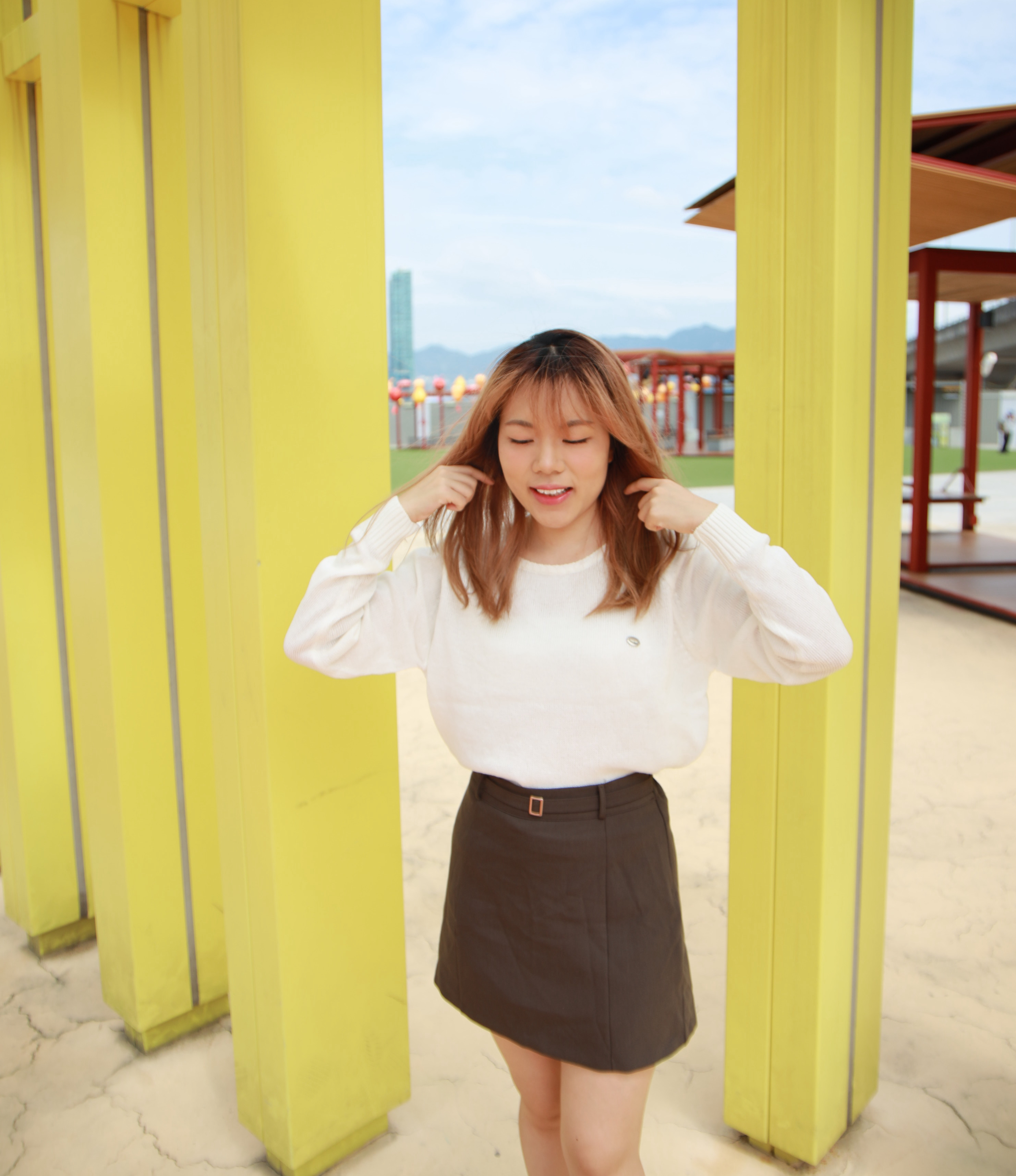 ||SK299|| 偽BELT率性純色裙