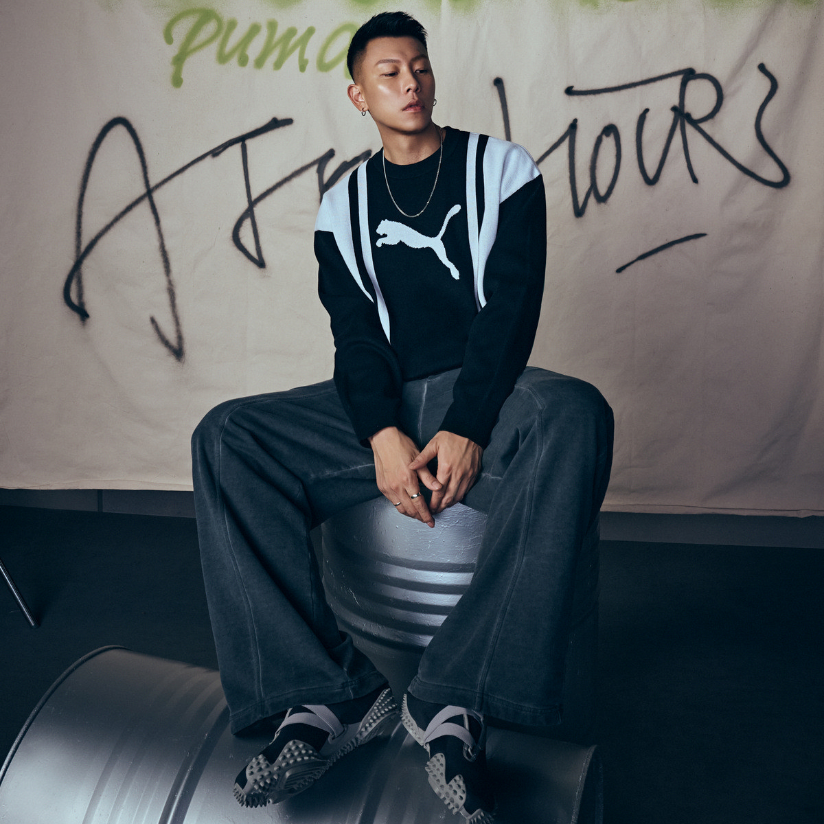 男女款 PUMA WASHED PANTS 深灰色 E.SO 瘦子同款 懷舊 寬鬆 復古 寬褲 長褲【63527344】