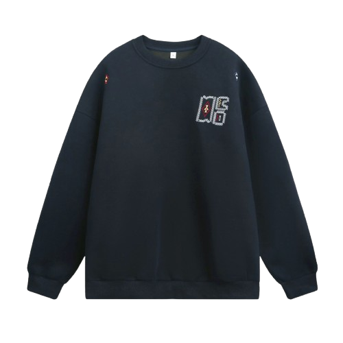 民族風撞色刺繡圖騰大學T MW3994