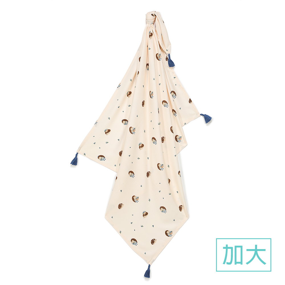 La Millou波蘭 竹纖涼感巾加大(140x110cm)｜抗菌包巾｜藍莓小刺蝟