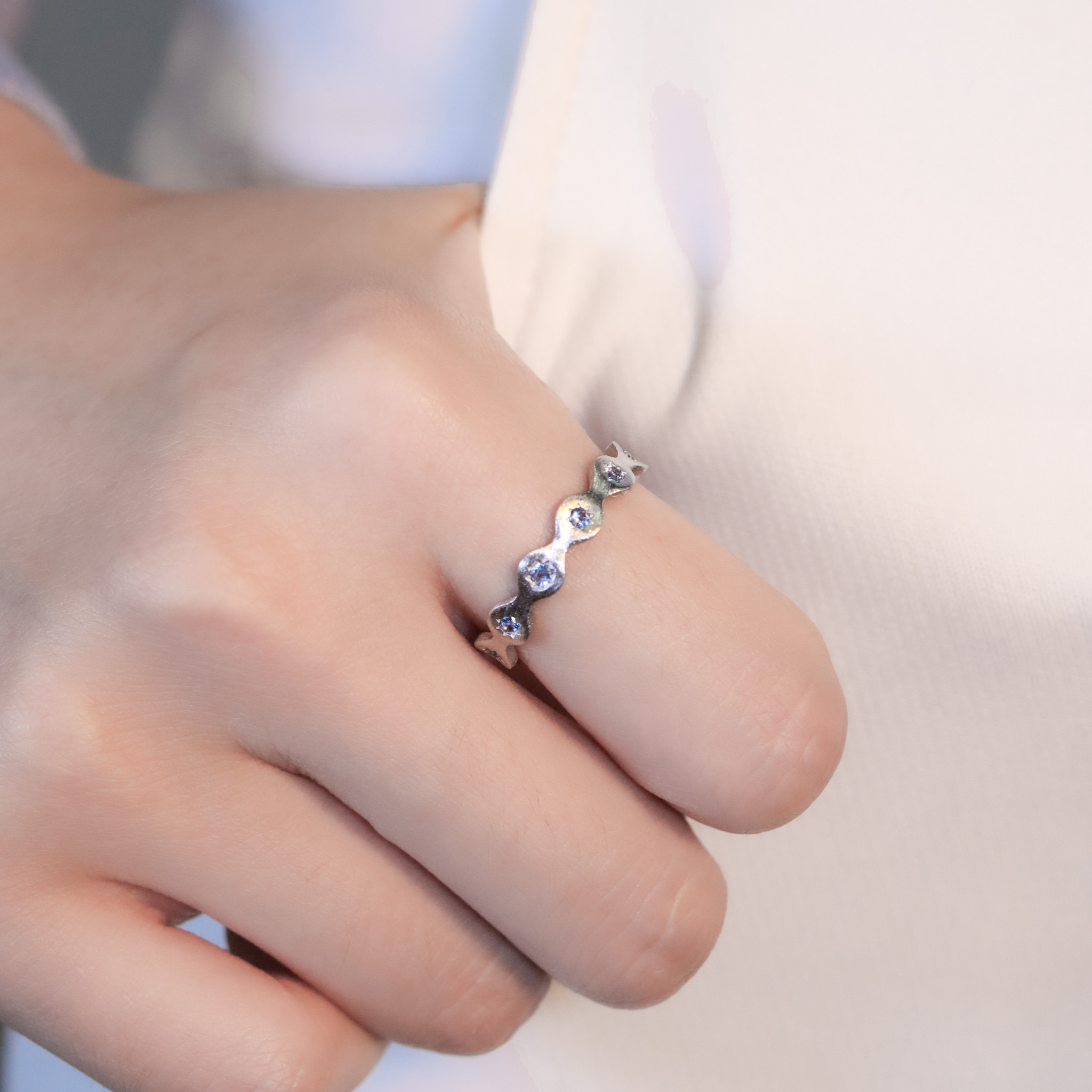 | 925純銀・白金 | 漫藍熔岩肌理戒指 | RI0986 |