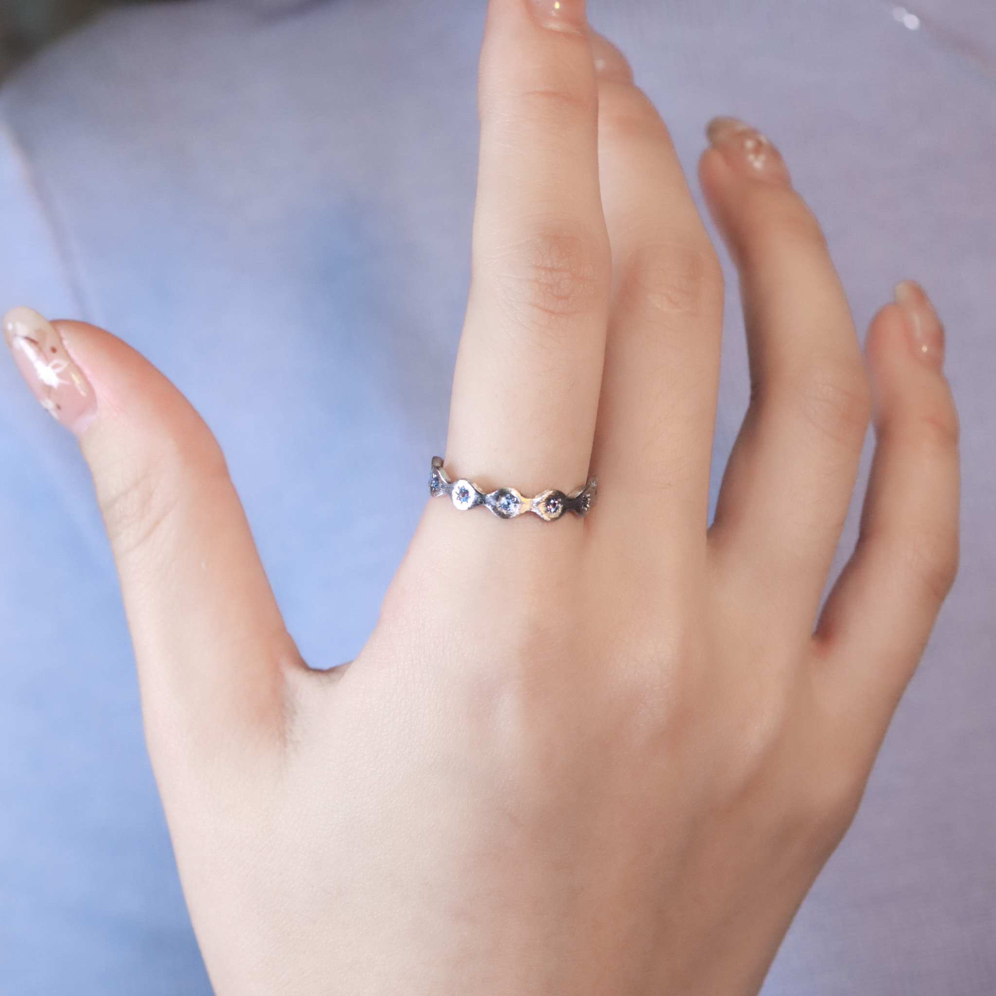 | 925純銀・白金 | 漫藍熔岩肌理戒指 | RI0986 |