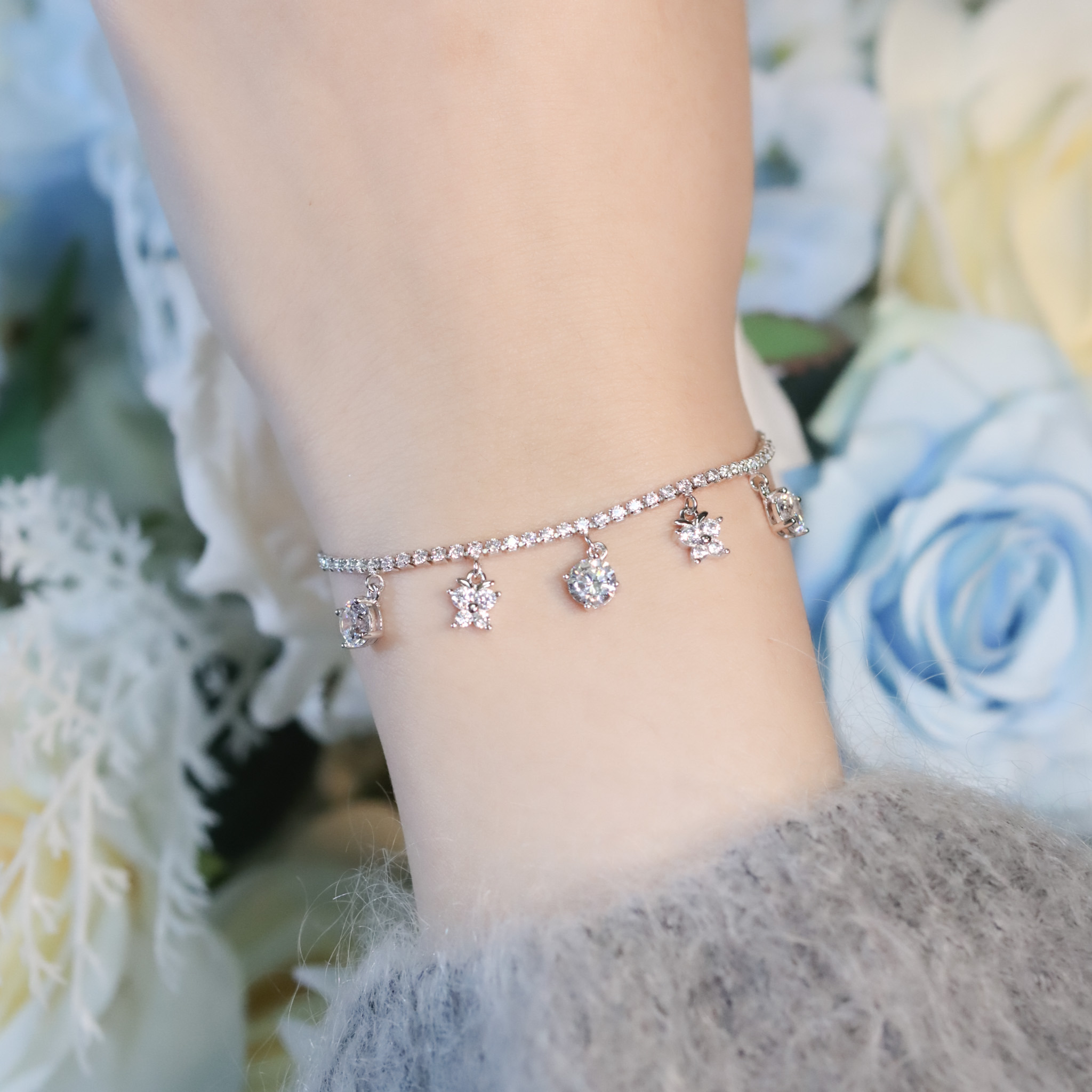 | 925純銀・白金 | 蝶願精靈曲手鏈 | BR1434 |