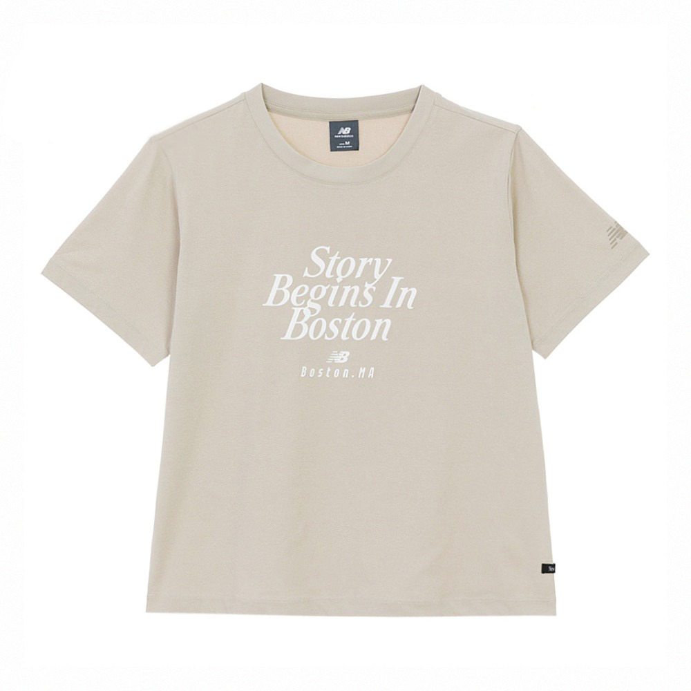 NEW BALANCE 短T NB SDS快乾 休閒 上衣 卡其色 女 NEF29602LGR