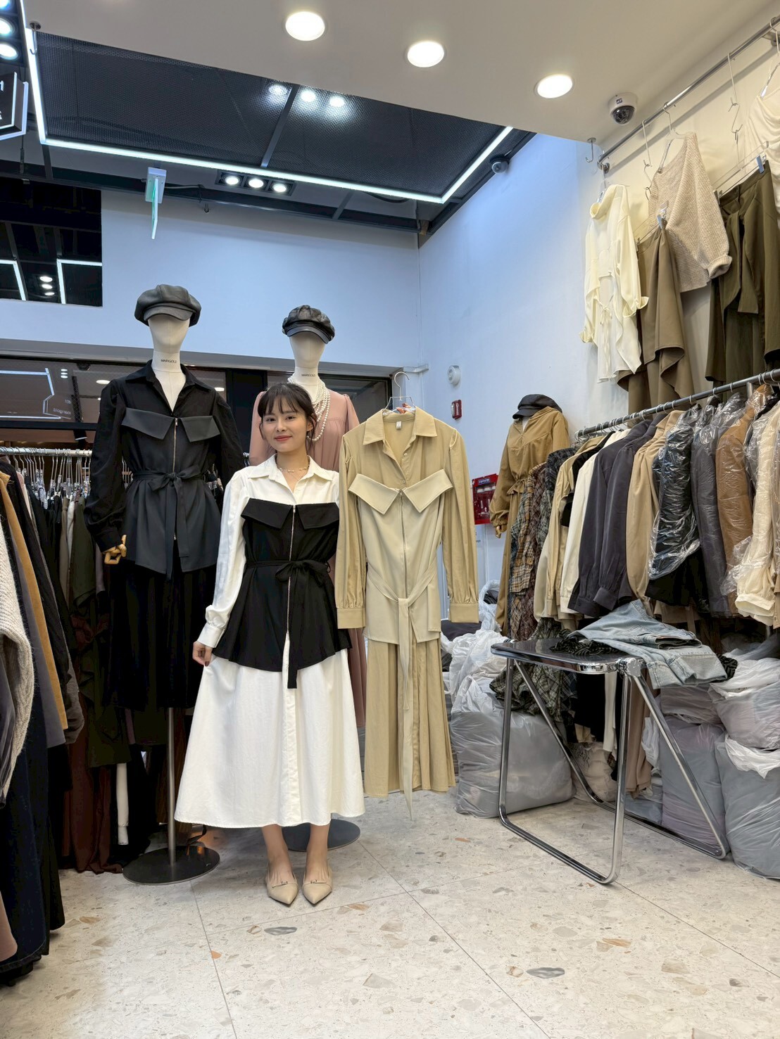 MG5109 假兩件馬甲恤衫連身裙