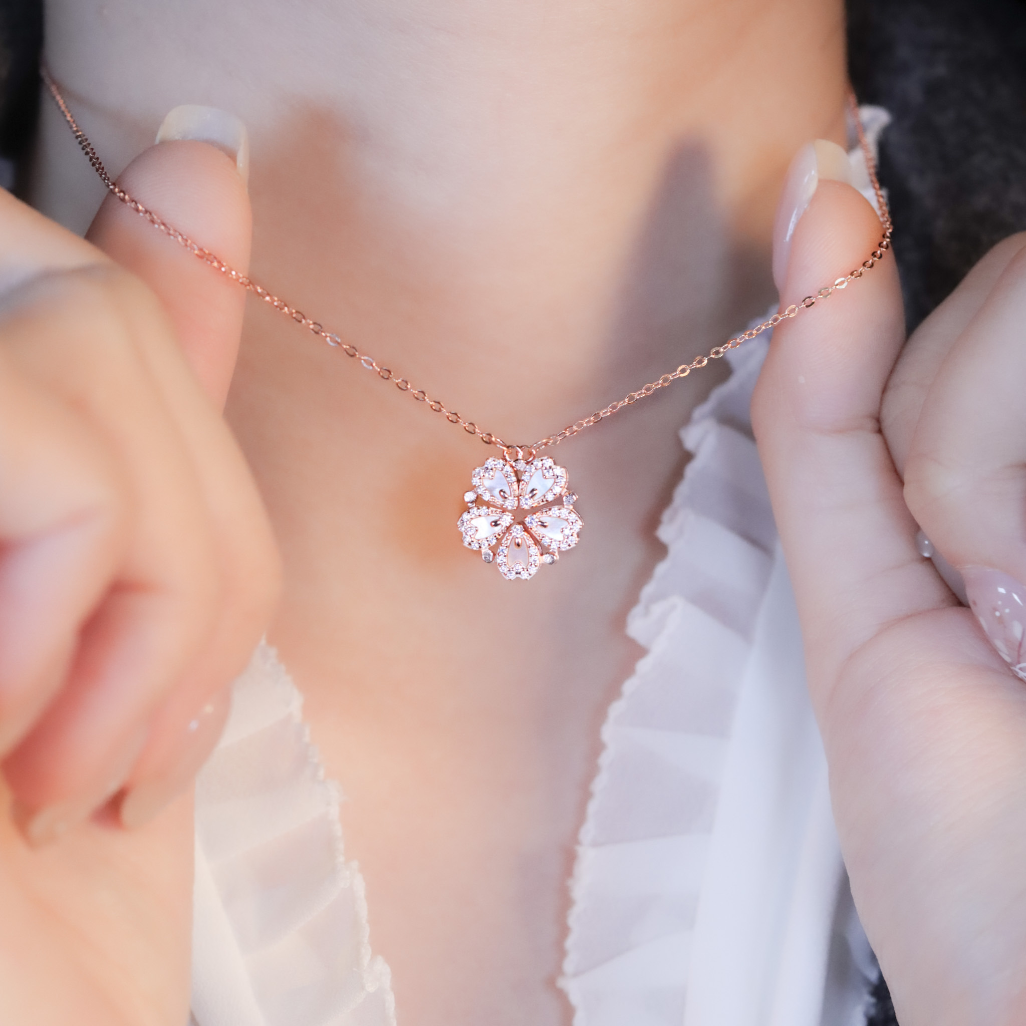 | 925純銀・白金・ 玫瑰金 | 花漾凝聚幸福項鍊2.0 (銀/玫瑰金) | NE1514 |