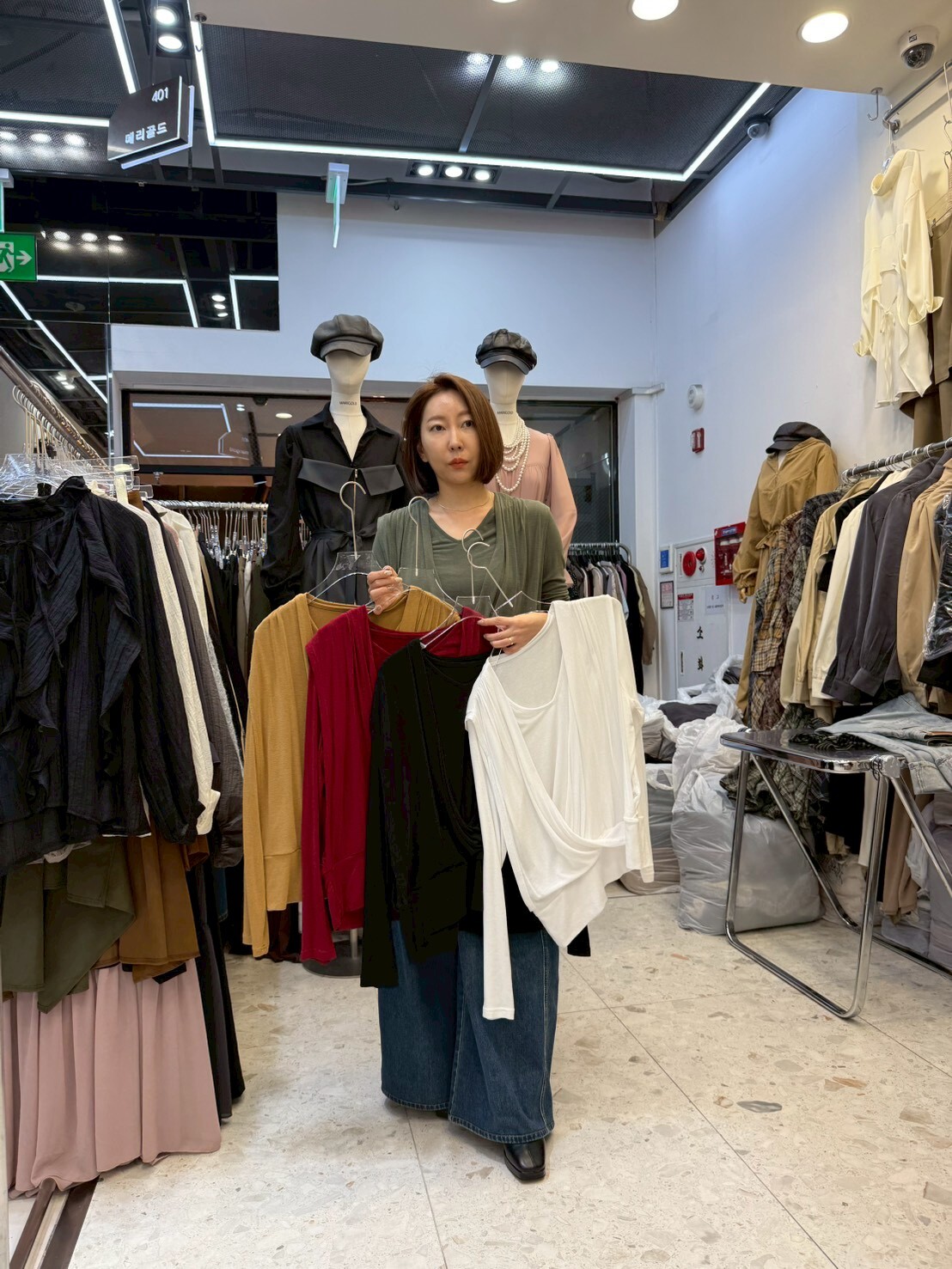 MG5107 假兩件垂墜上衣