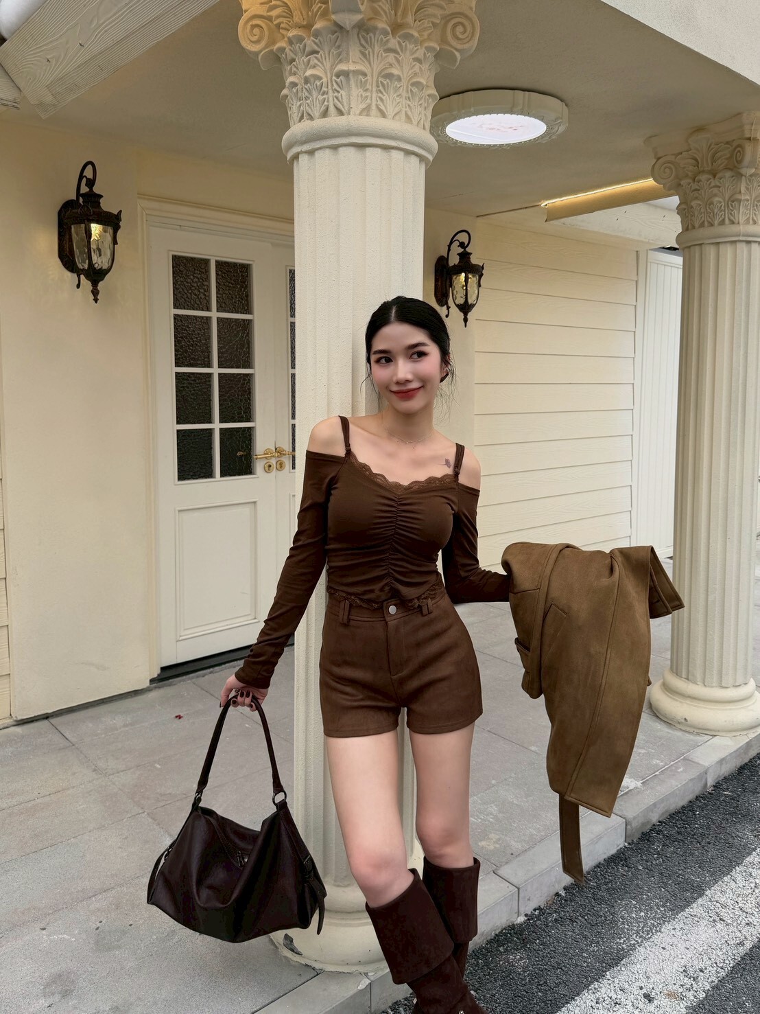 疊穿感蕾絲長袖BRATOP