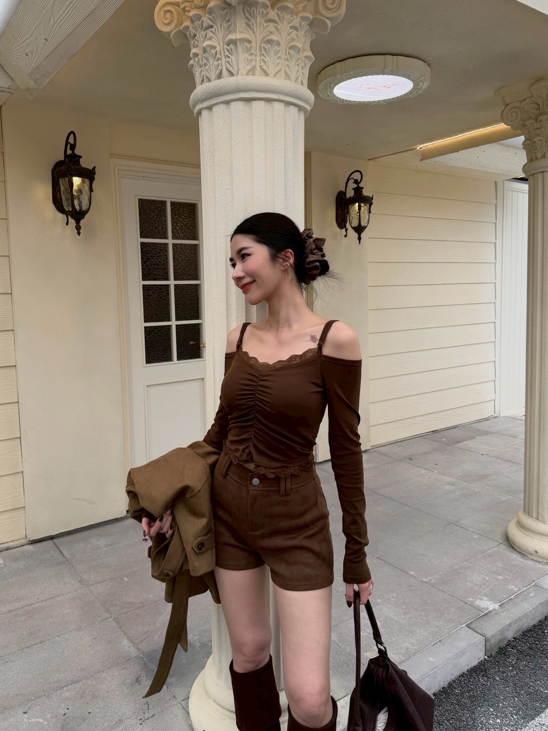 疊穿感蕾絲長袖BRATOP