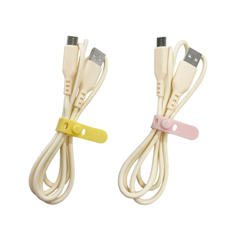 Type-C傳輸充電線/附束線帶 黃 1M