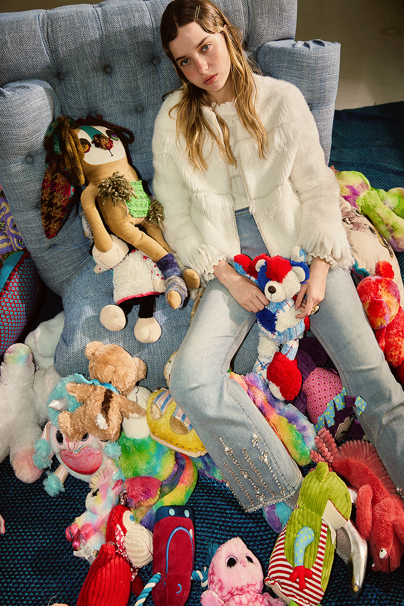 BE15315B1 花影流光亮片珠飾花蔓漸層高腰微喇叭褲