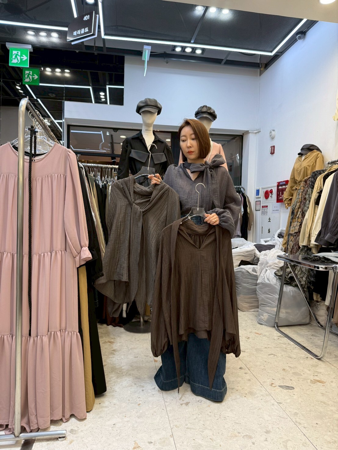 MG5101 樹紋領巾上衣