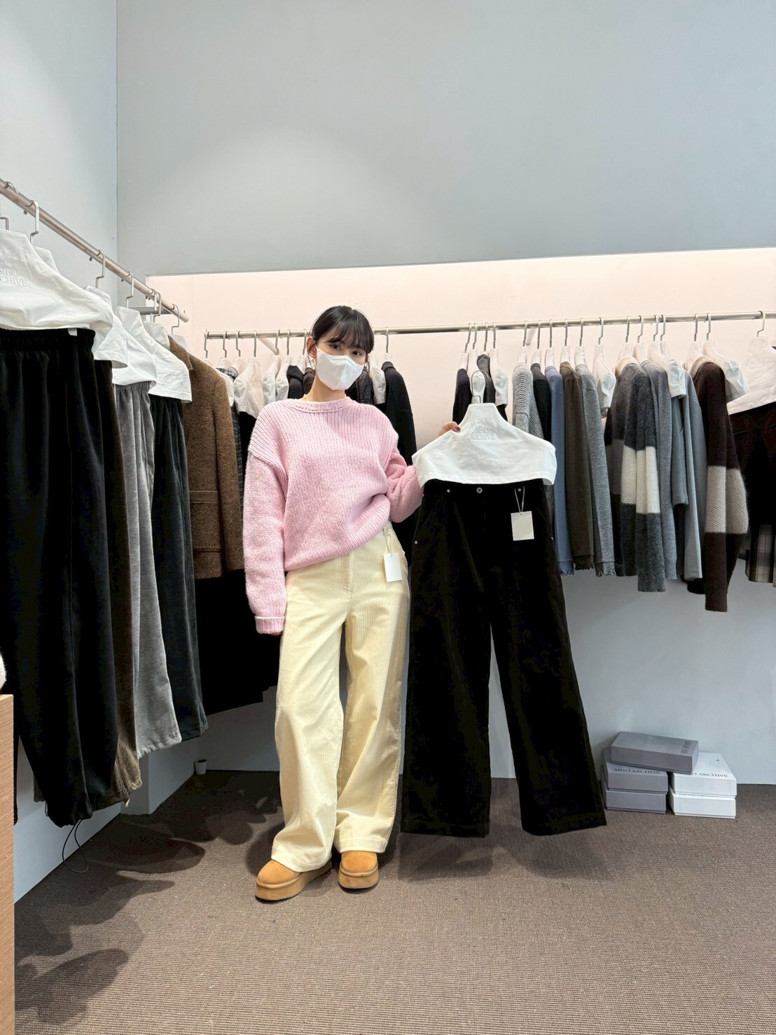 AP5108 仿燈芯絨高腰牛仔褲