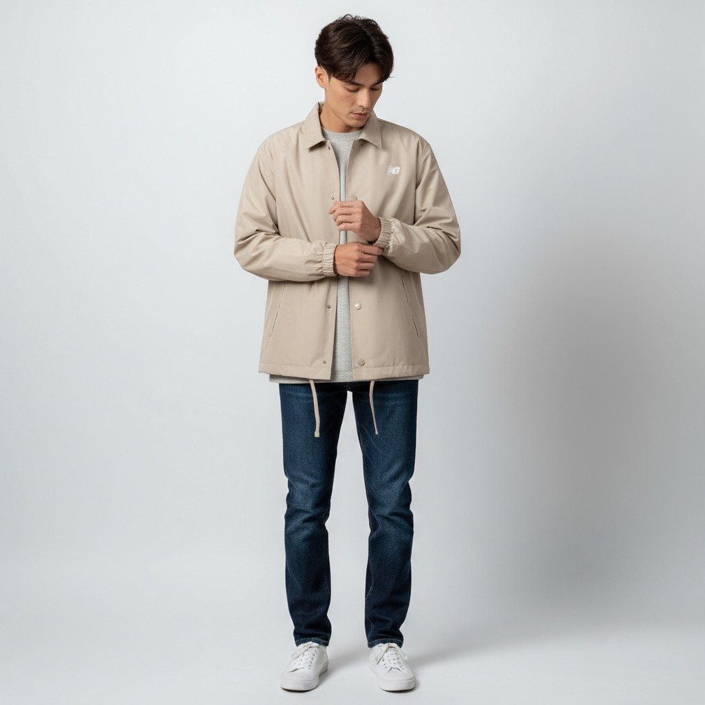 NEW BALANCE 外套 NB 襯衫 LOGO 卡其色 AMJ53317SOT