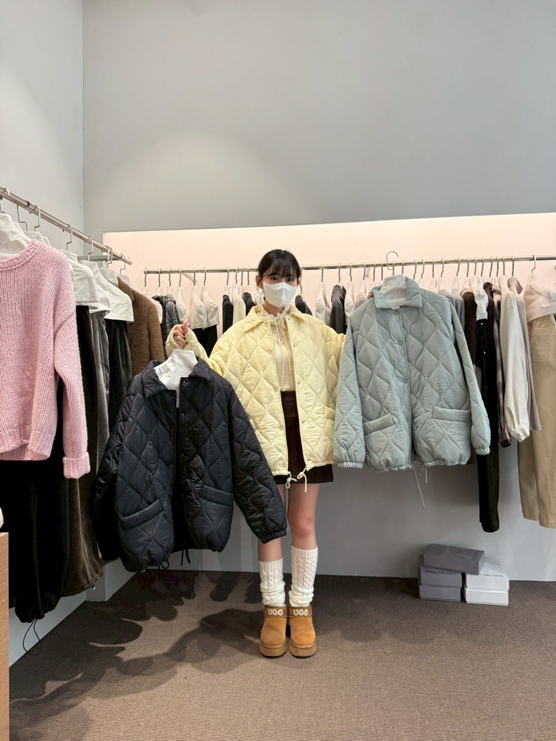 AP5129 夾棉反領鋪毛外套