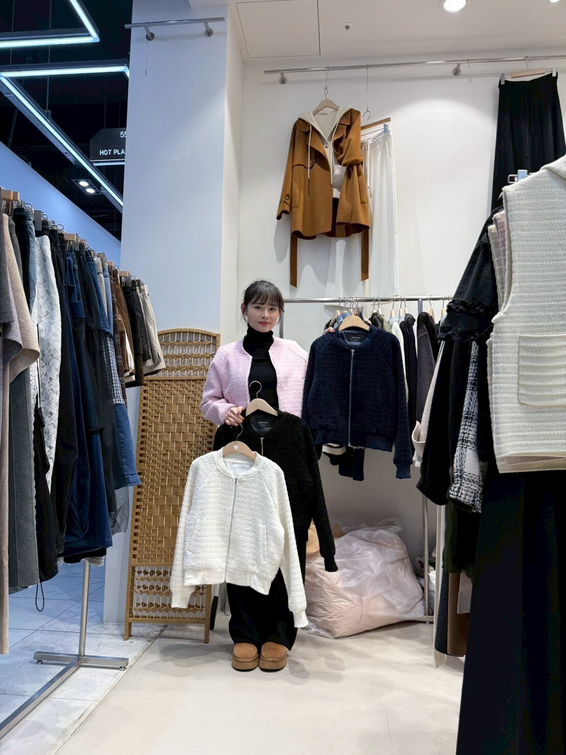 HP5143 細閃Tweed材質拉錬外套