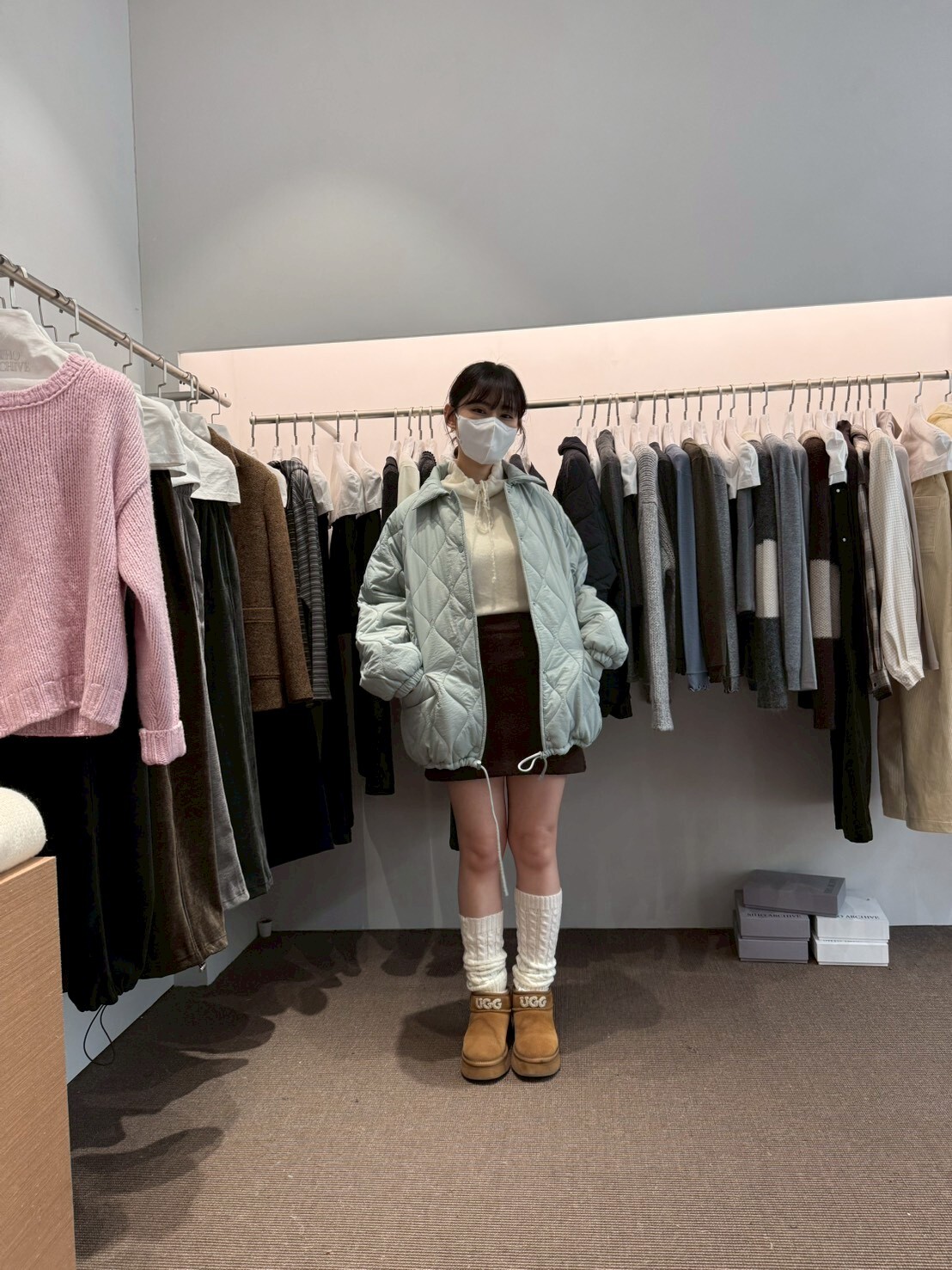 AP5129 夾棉反領鋪毛外套