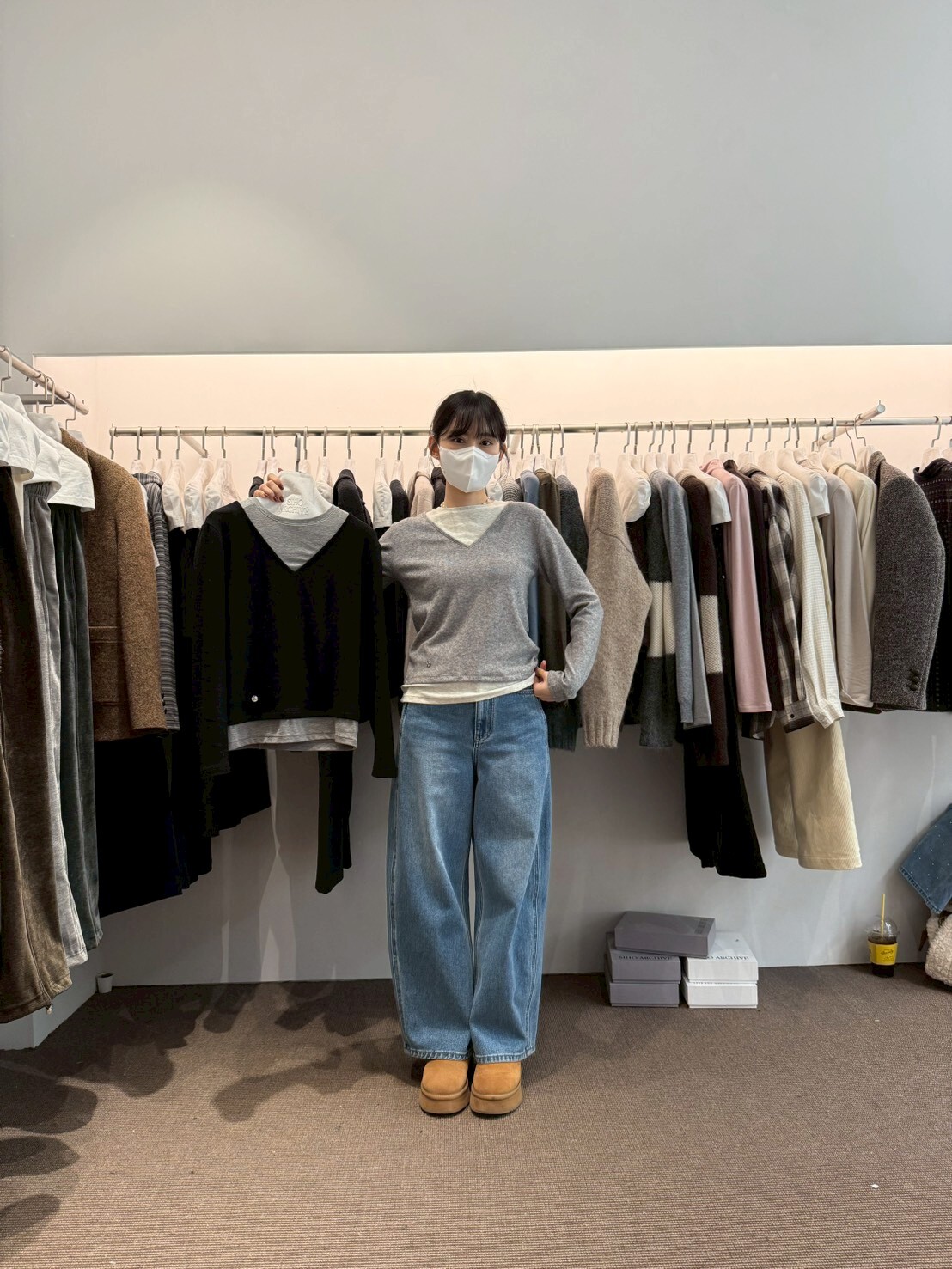 AP5121 假兩件拼色層次棉質上衣