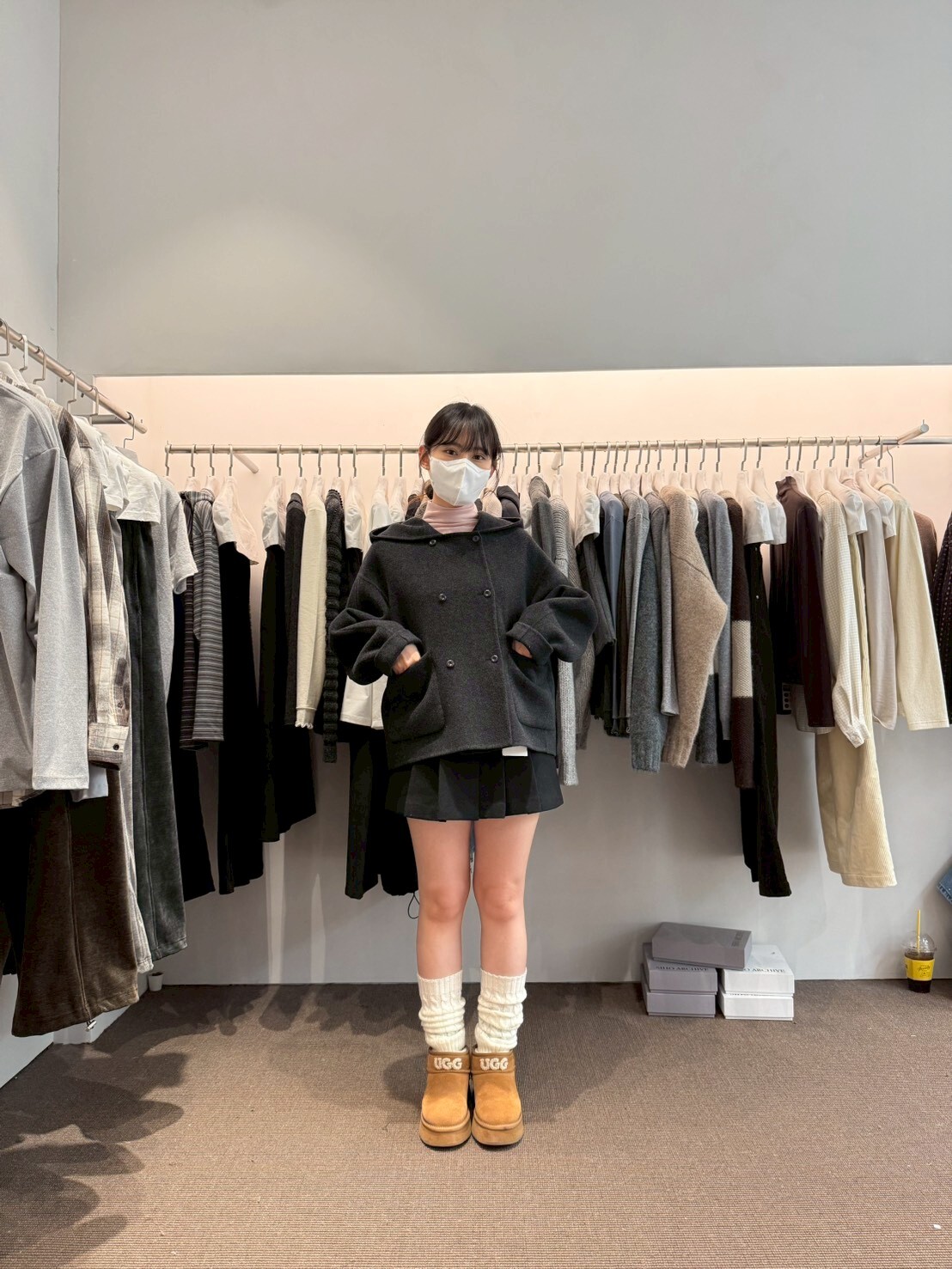 AP5104 100%羊毛連帽雙排釦外套