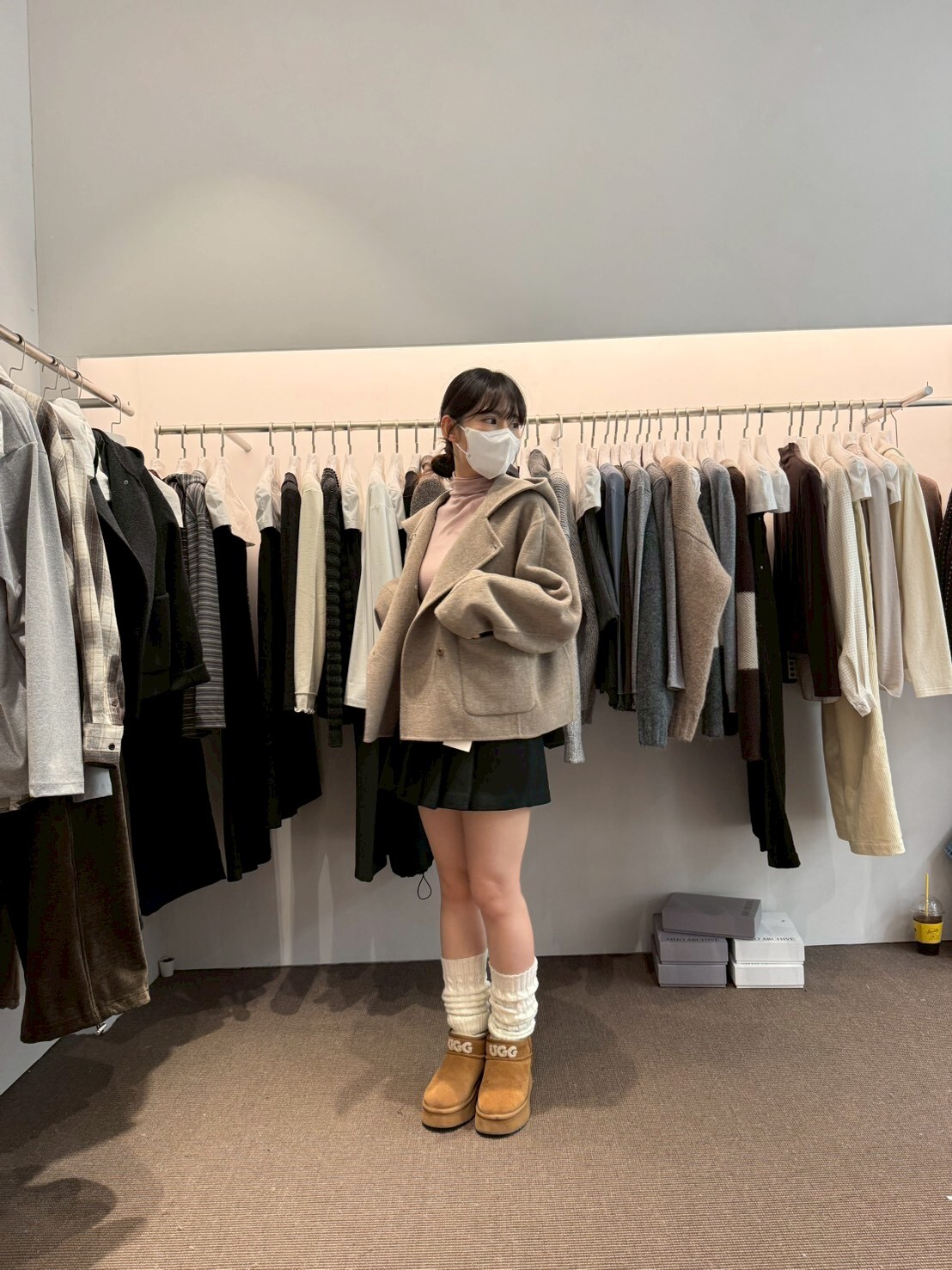 AP5104 100%羊毛連帽雙排釦外套