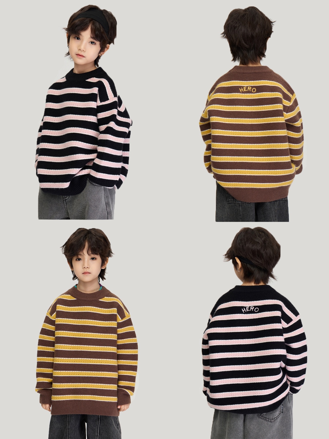 兩色加厚保暖條紋上衣