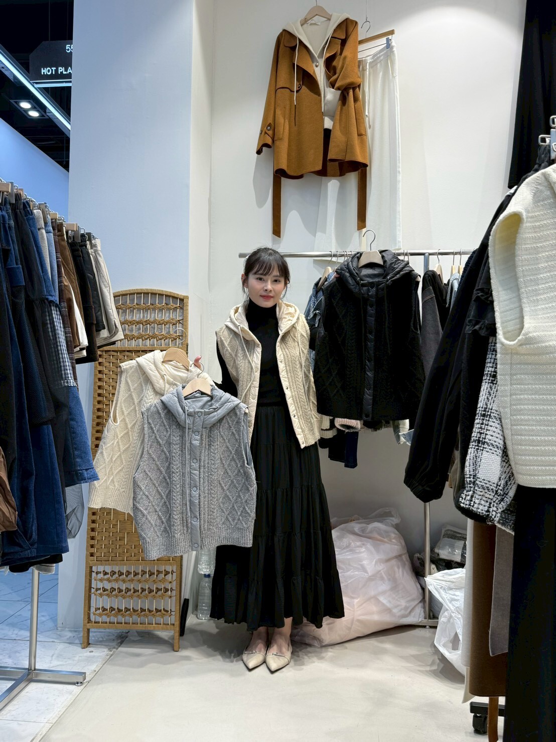 HP5126 麻花紋針織連帽間棉背心