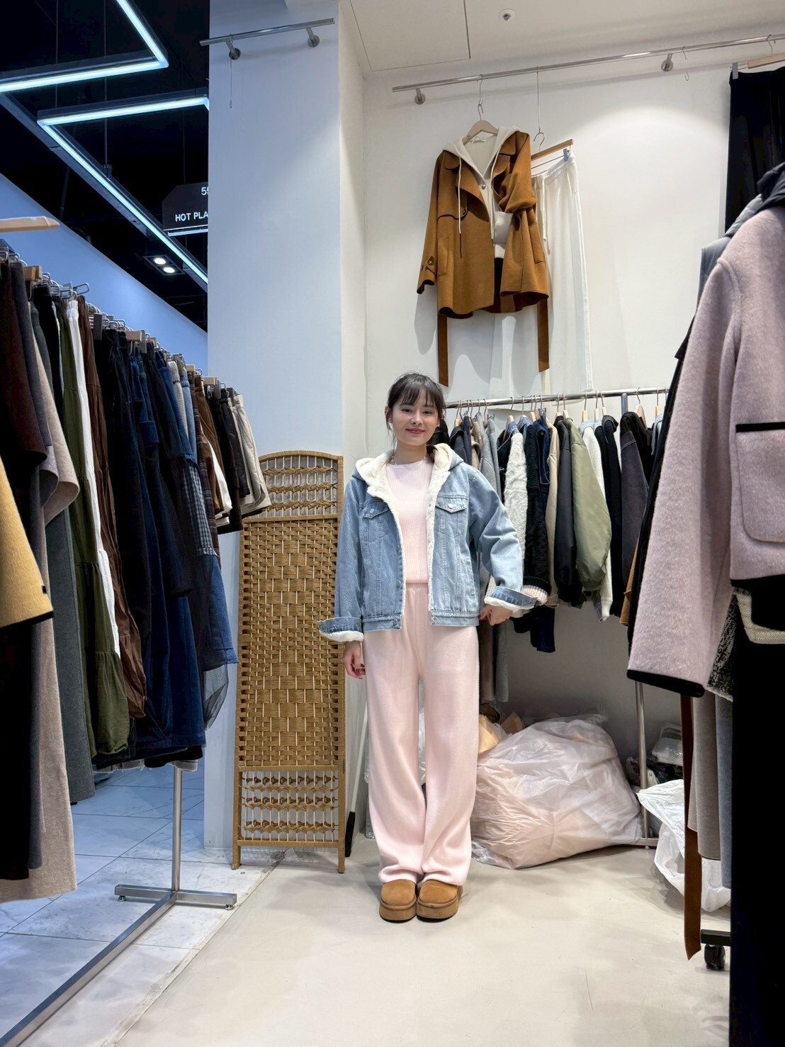 HP5102 兩面穿毛毛牛仔拼接外套