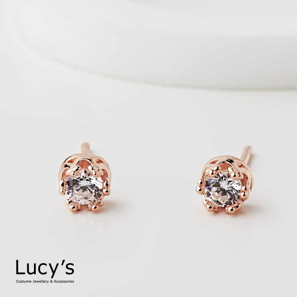 925純銀 皇冠框鑽 耳環 (112300/117208)