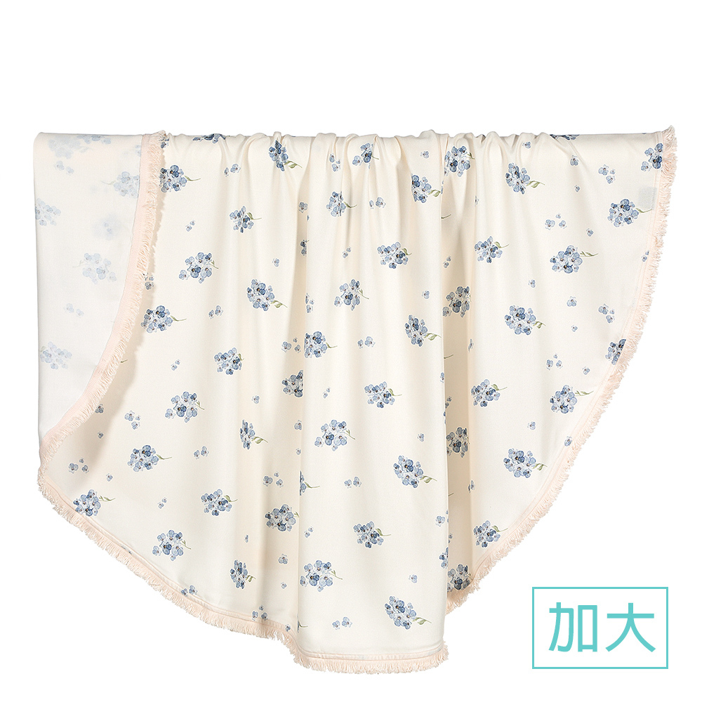 La Millou波蘭 竹纖涼感巾加大款圓形流蘇｜抗菌包巾｜英倫藍鈴花