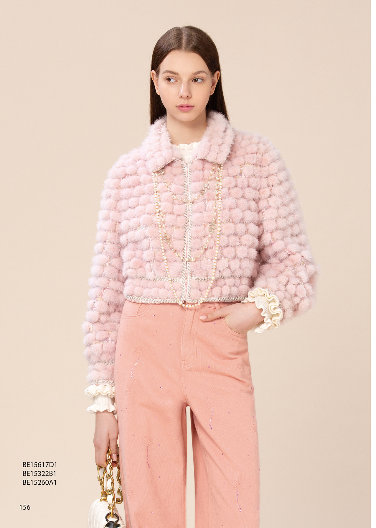 BE15322B1 晨露花語立體刺繡玫瑰高腰直筒丹寧褲