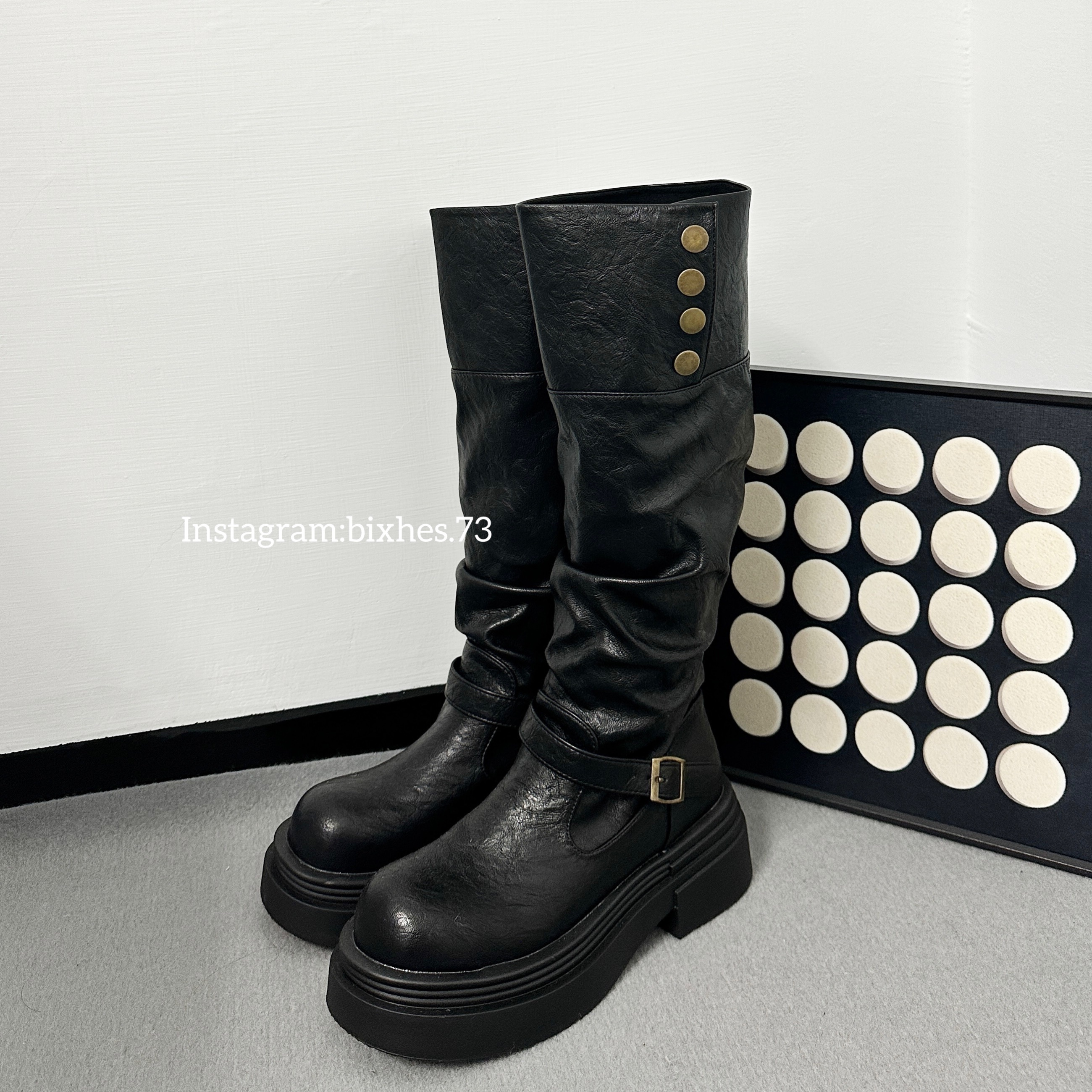 翻領銅扣長靴(N00001)