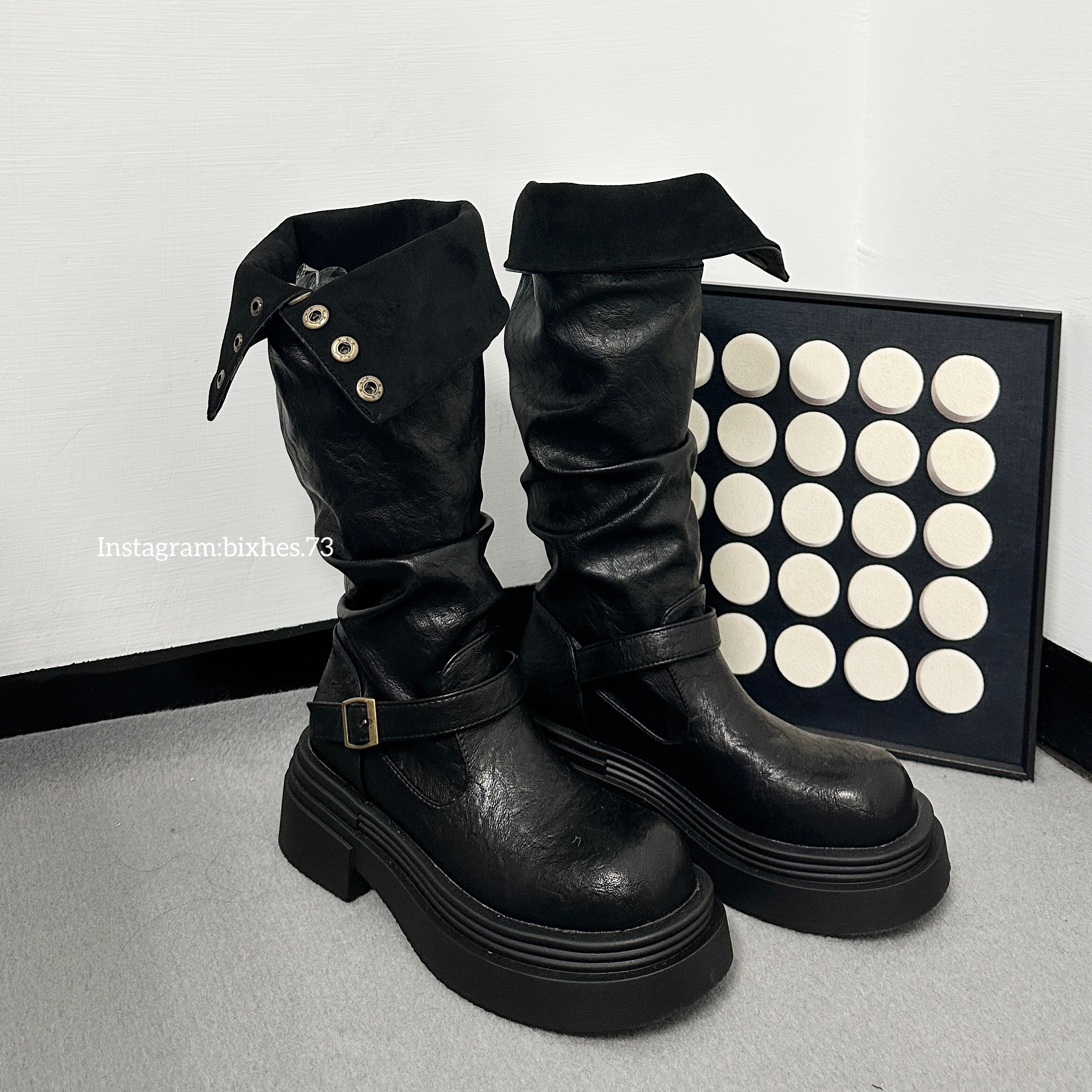 翻領銅扣長靴(N00001)