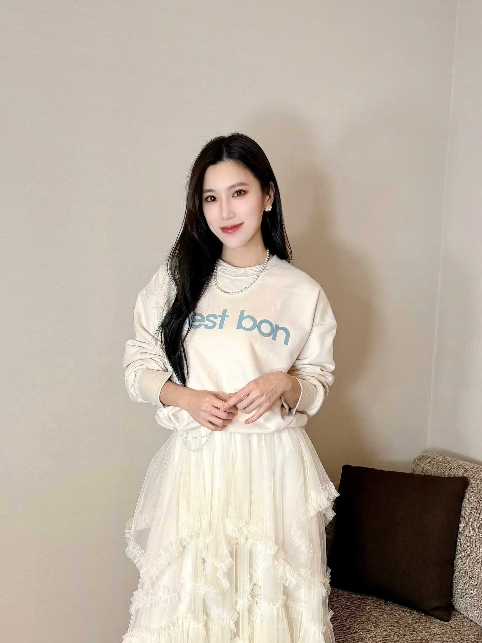 C'est bon 下擺收腰大學T