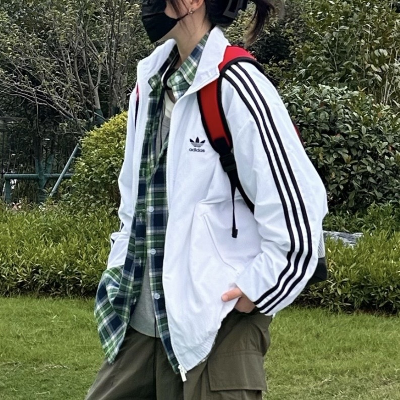 ADIDAS ORIGINALS 寬鬆 三線外套 立領 尼龍 羅紋下擺 JY1328