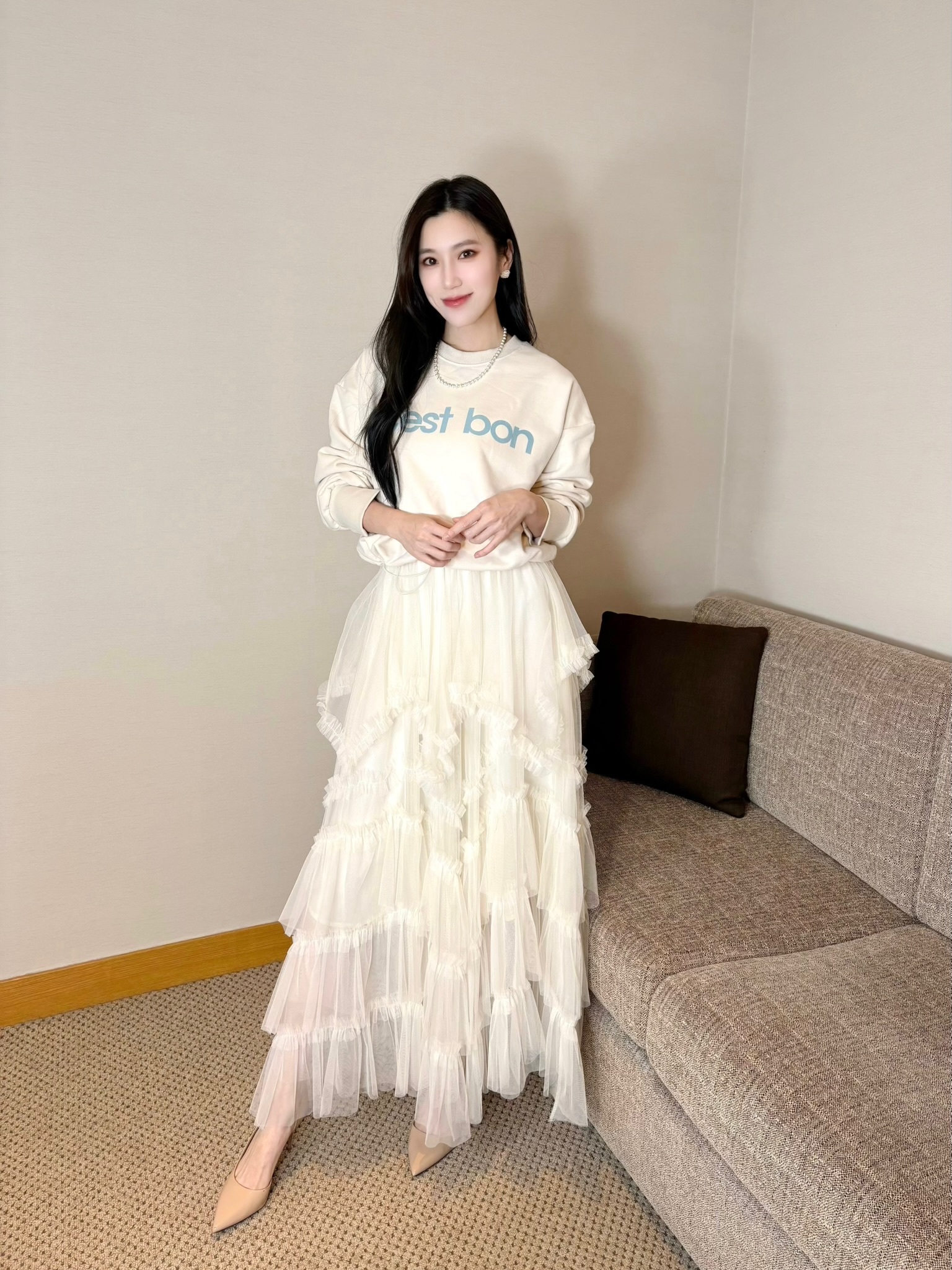 C'est bon 下擺收腰大學T