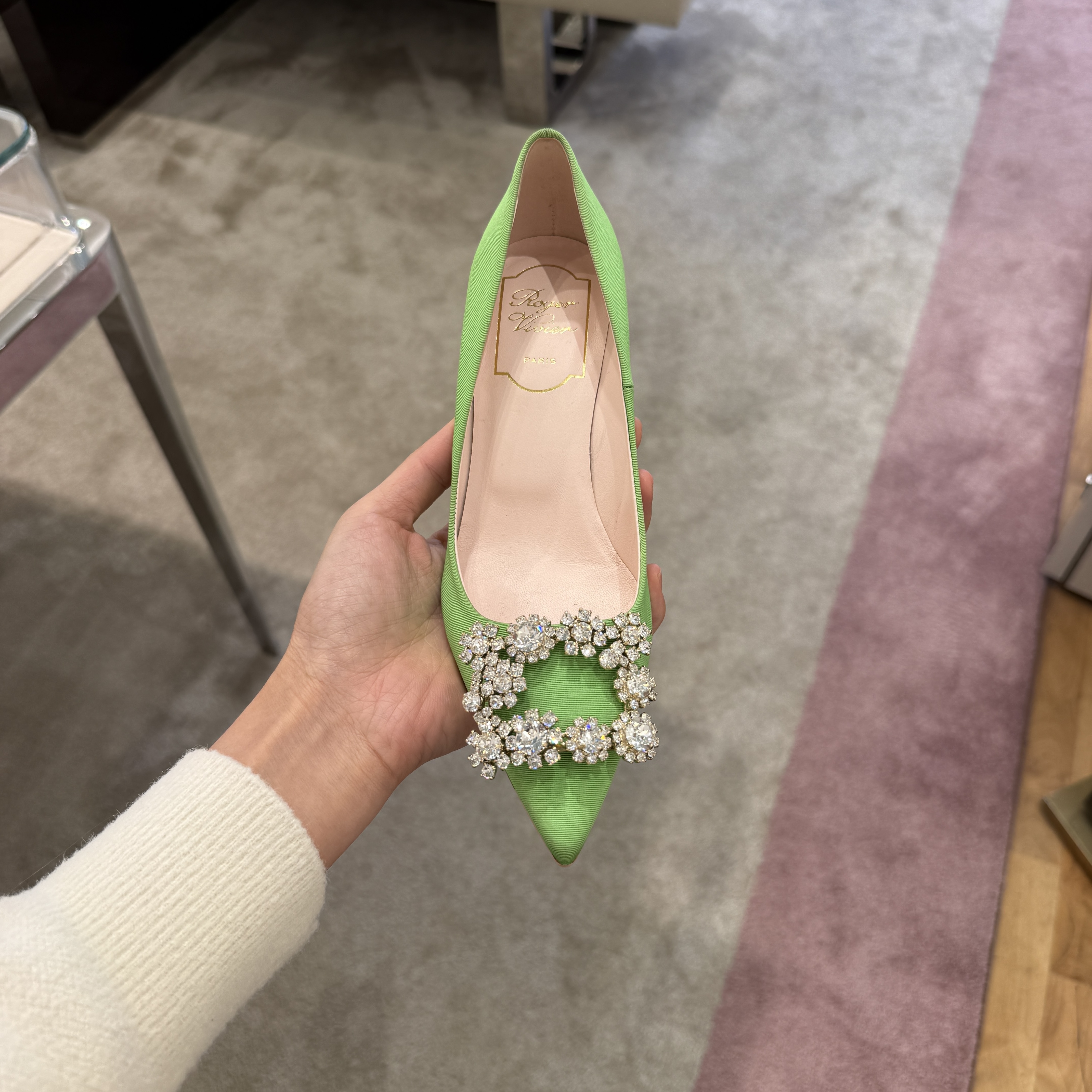 Roger Vivier RV flower strass heels 65mm Green