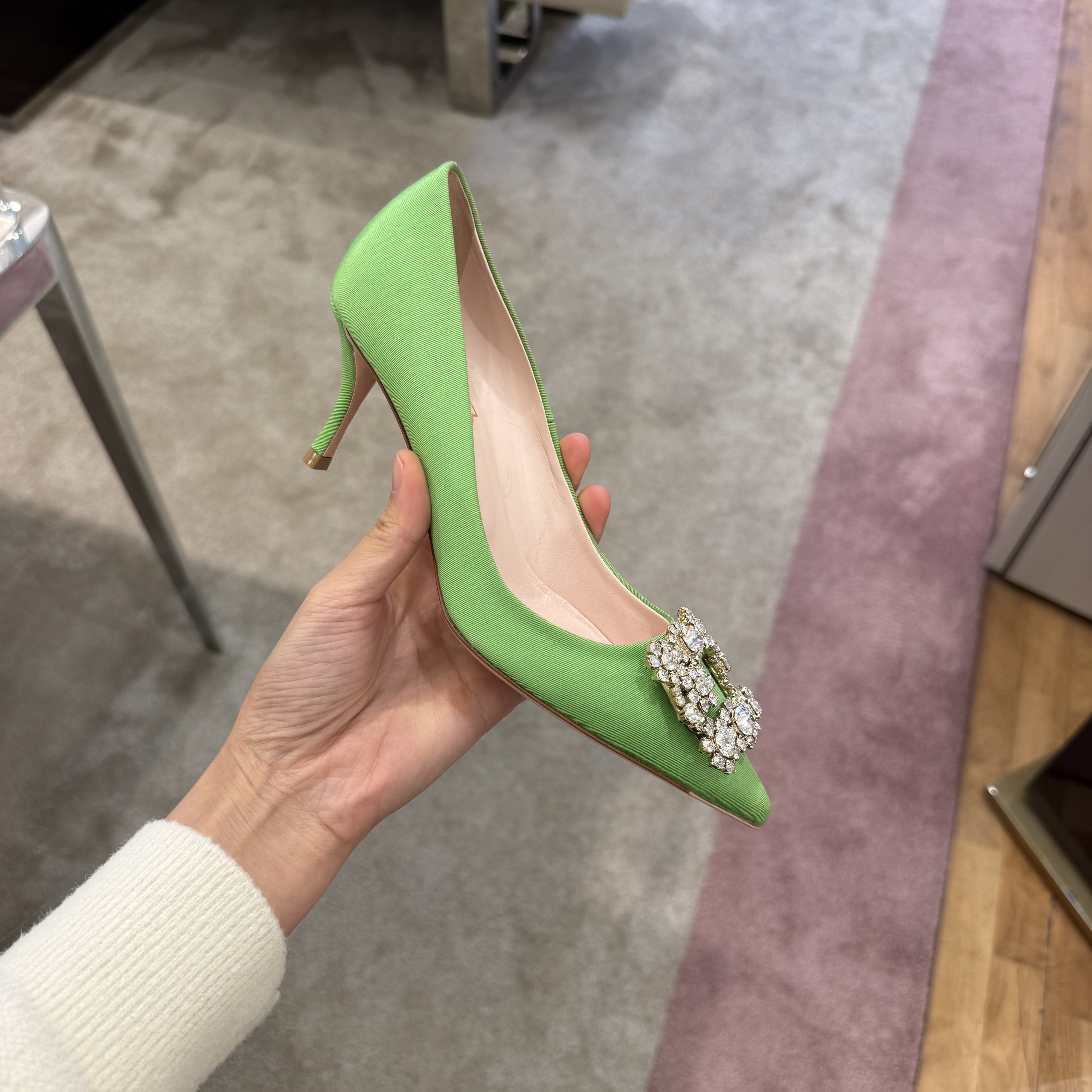Roger Vivier RV flower strass heels 65mm Green