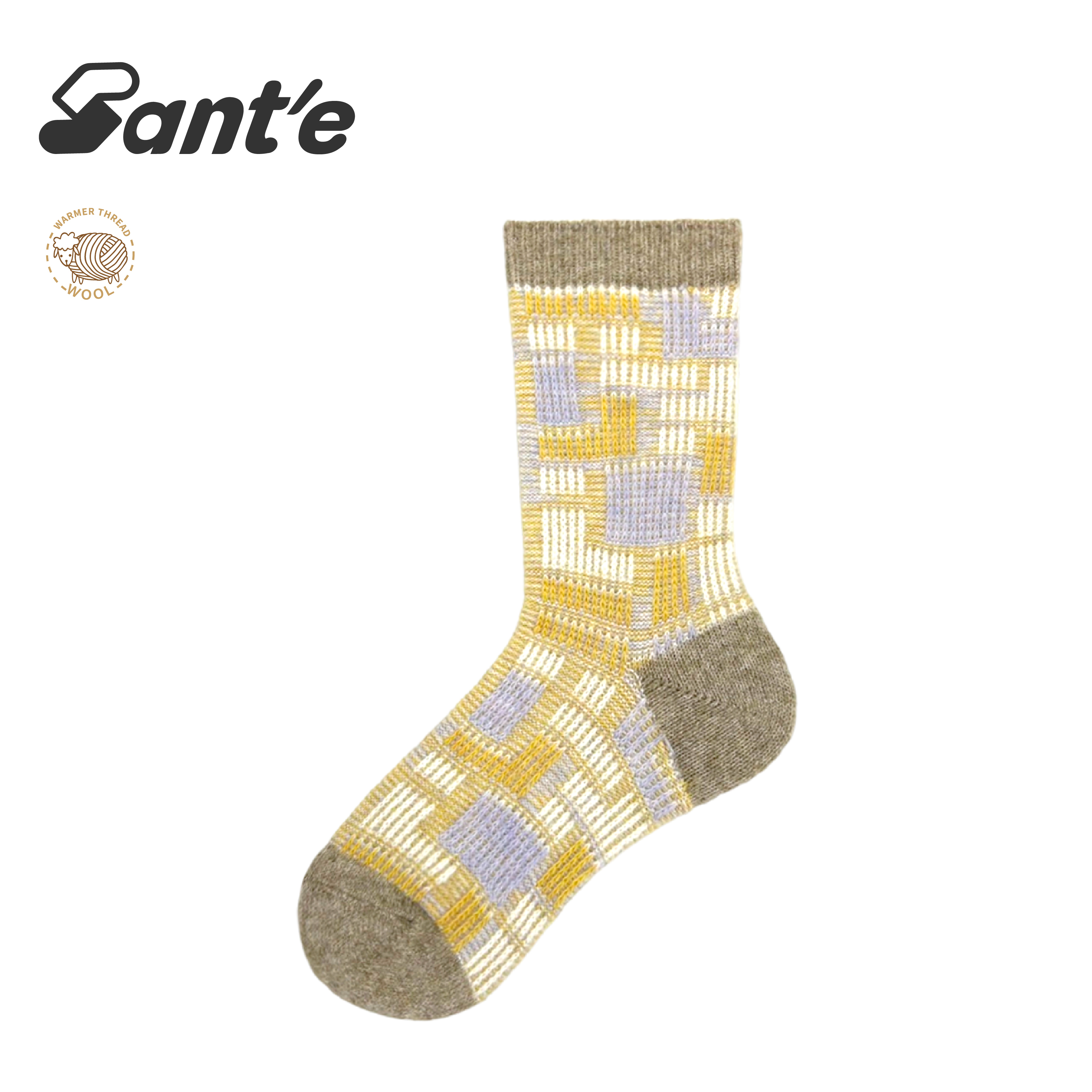 Santé 台灣 棋格中筒羊毛襪 女款 (4色) 44SA2372