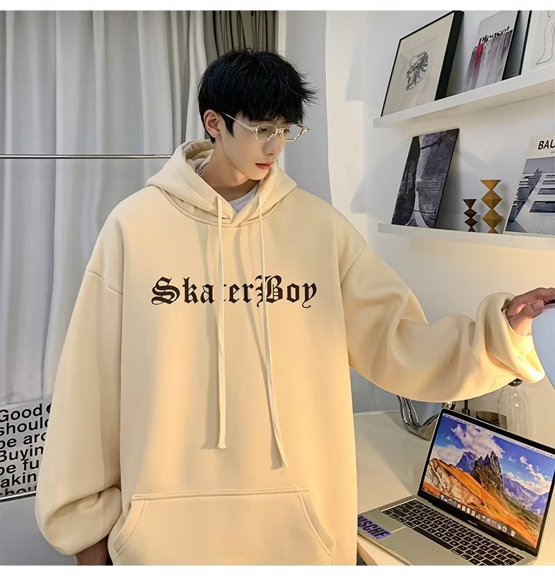 印花字母酷連帽長袖大學T