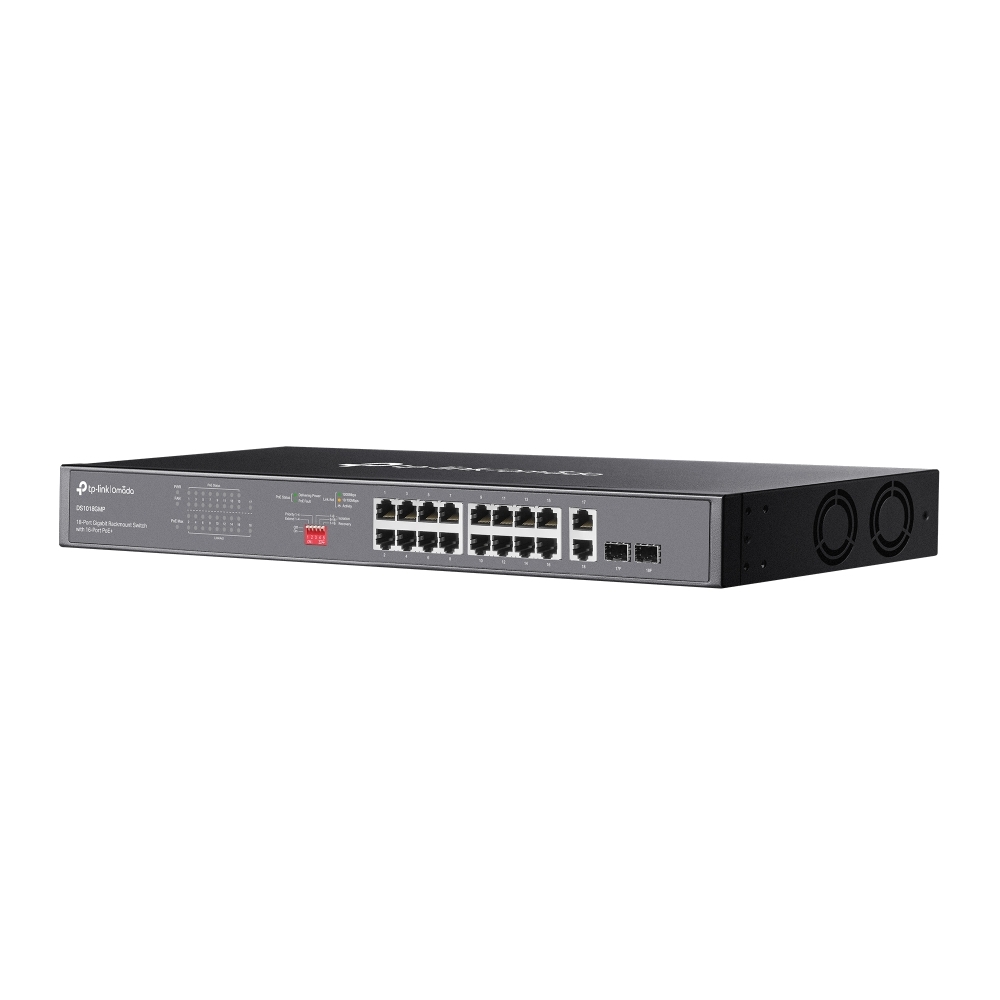 TP-LINK Omada 18-Port Gigabit Unmanaged Rackmount Switch with 16-Port PoE+ DS1018GMP