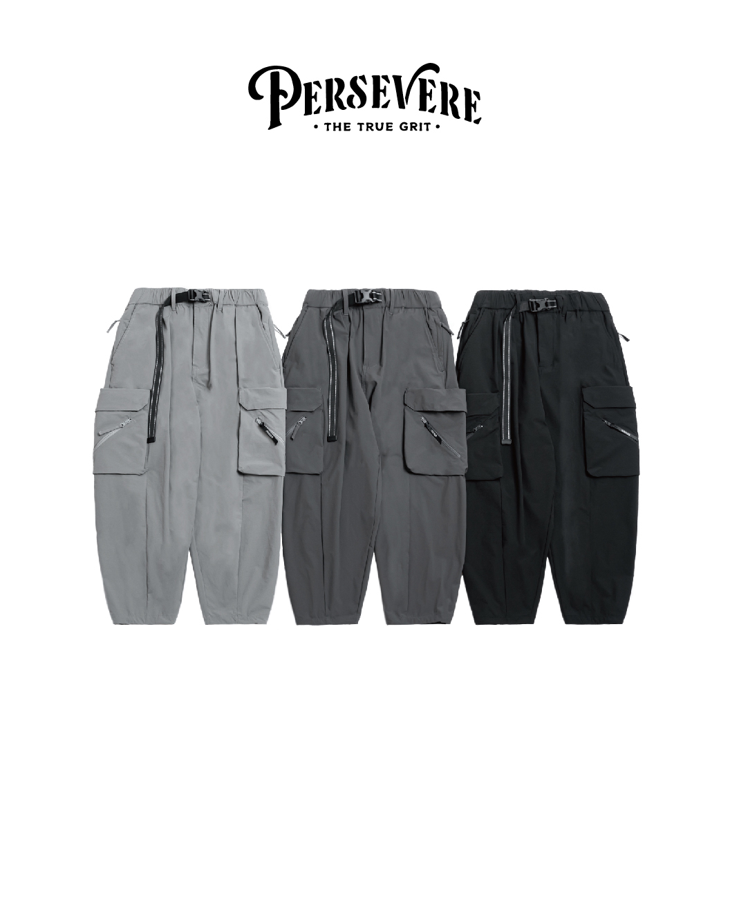 PERSEVERE 防潑水多重口袋軍褲 黑/灰/炭灰 25 A/W Water-Repellent Multi-Pocket Military Pants