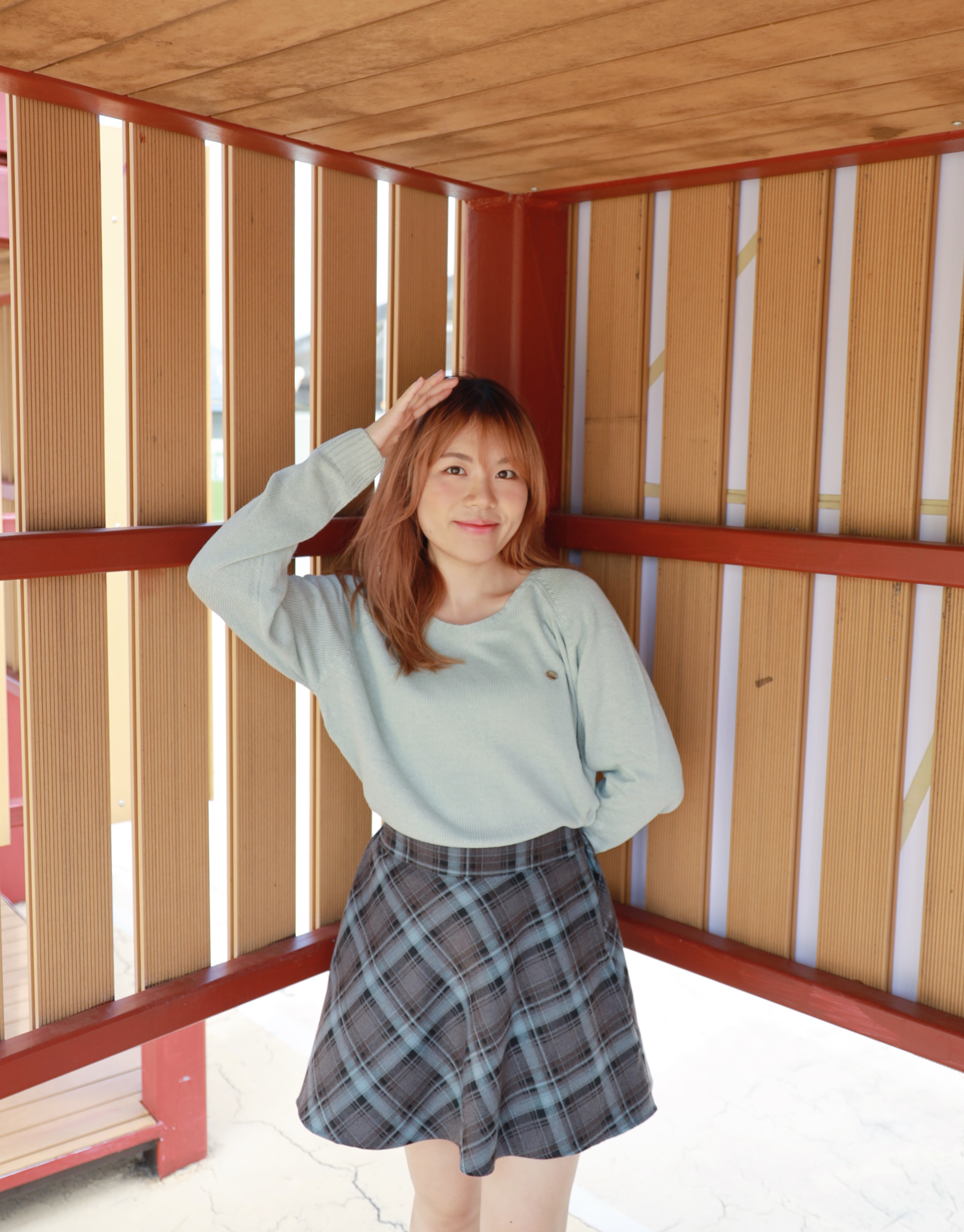 ||SK302|| 英倫風菱格冬日傘短裙