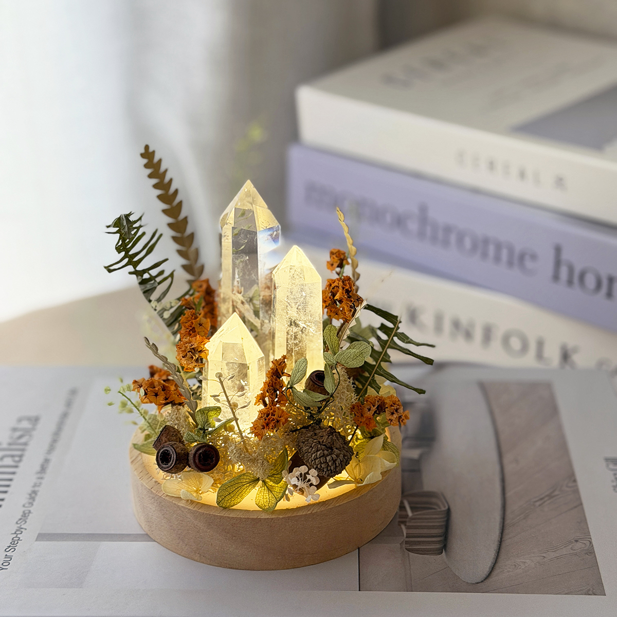 T62｜水晶小夜燈桌花