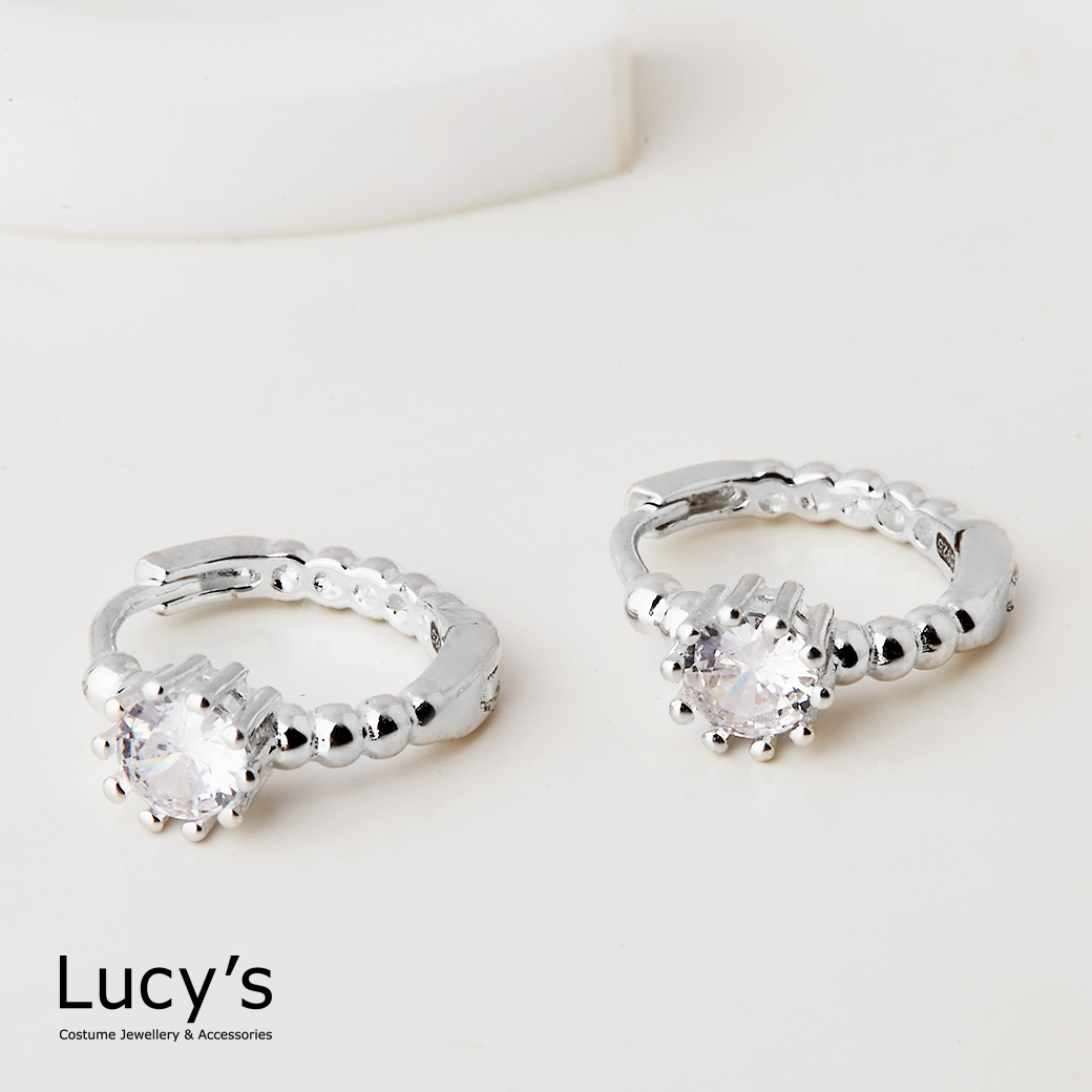 925純銀 璀璨光點 易扣耳環 (124338)