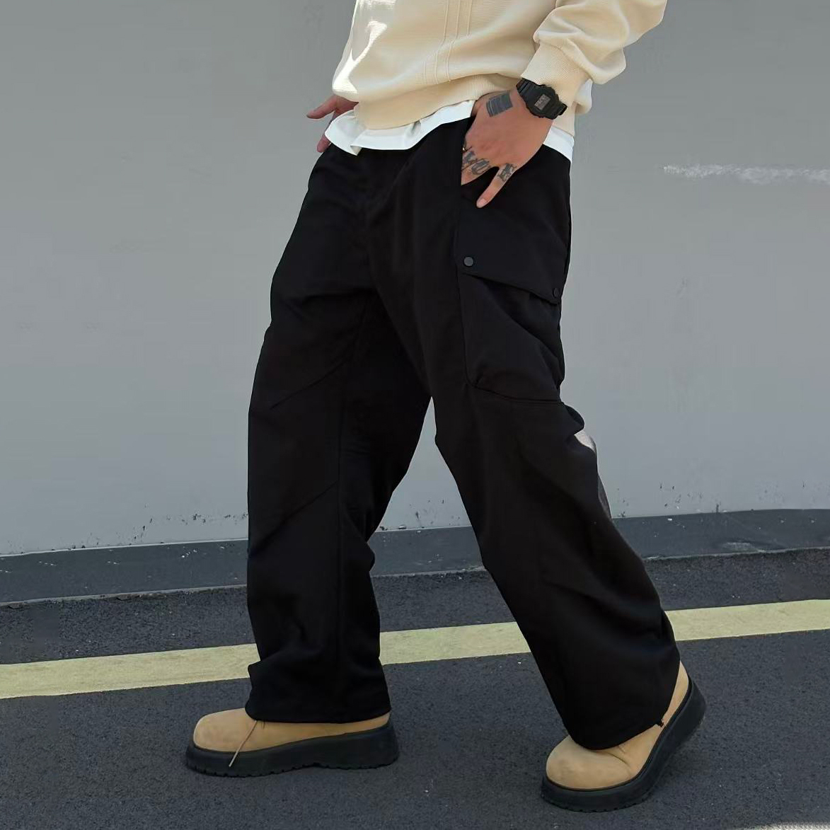 XCTRL 大口袋收納彎刀長褲-黑