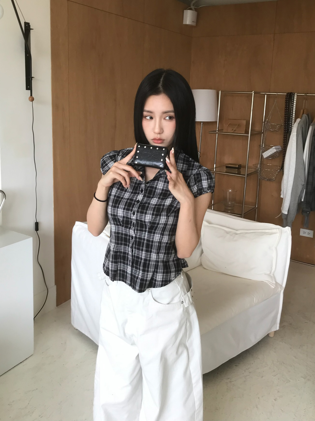 Checked Dart Blouse #上衣