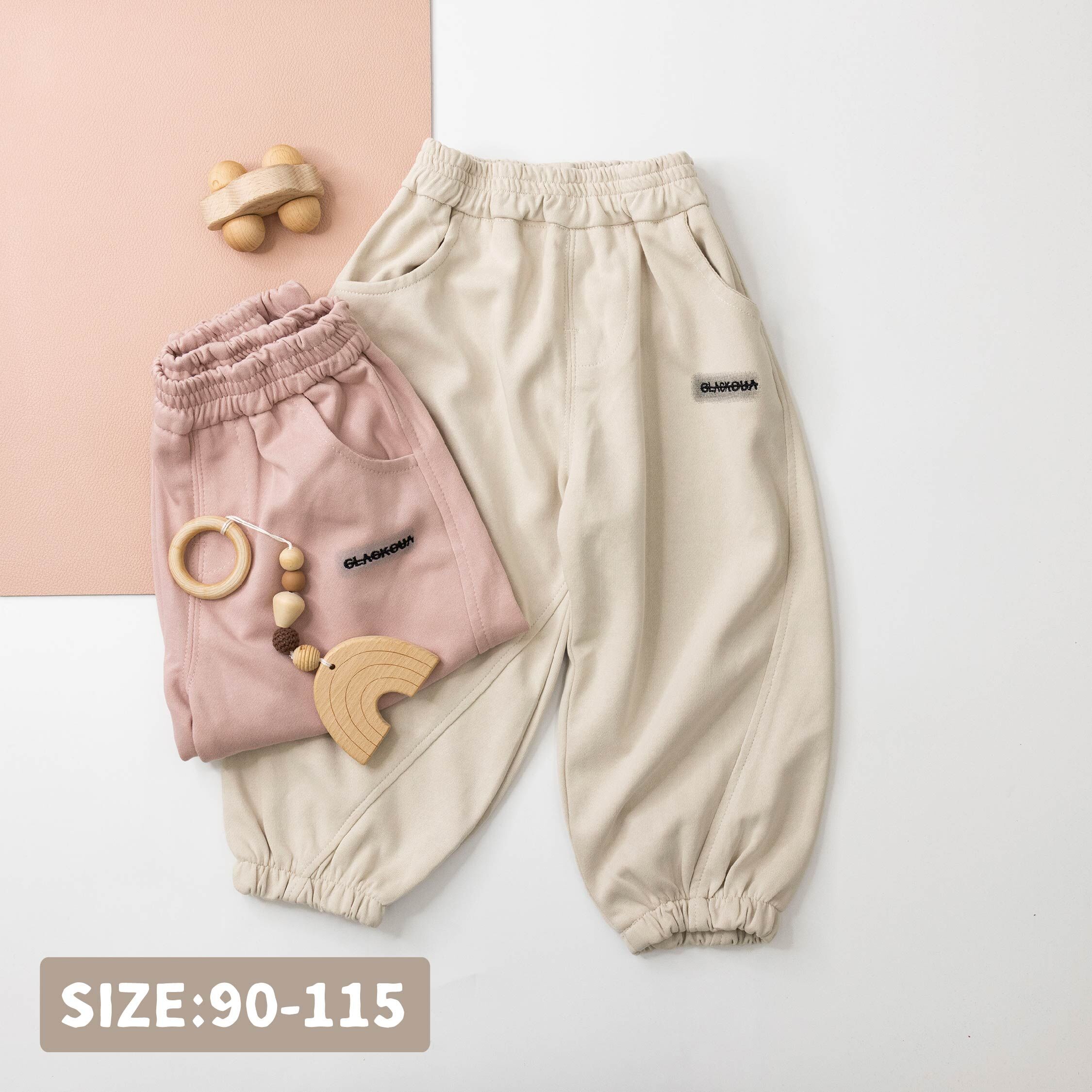 【H35637】經典字母刺繡質感縮口褲＊二色