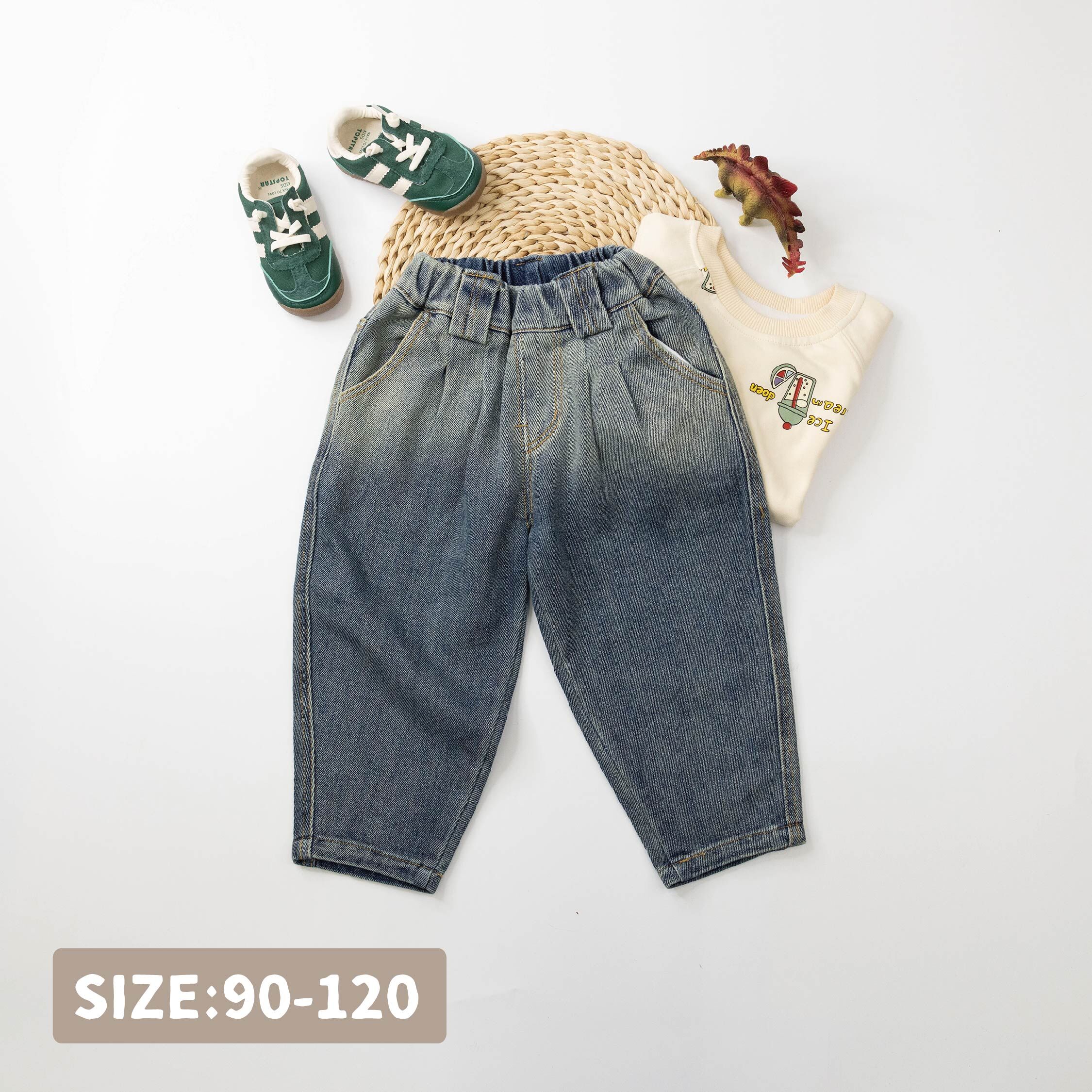 【H35093】漸層刷色設計質感牛仔褲