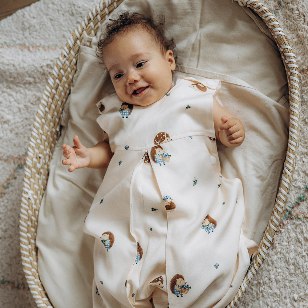 La Millou波蘭 抗菌竹纖涼感防踢被/防踢背心分腿扣(70cm)｜藍莓小刺蝟